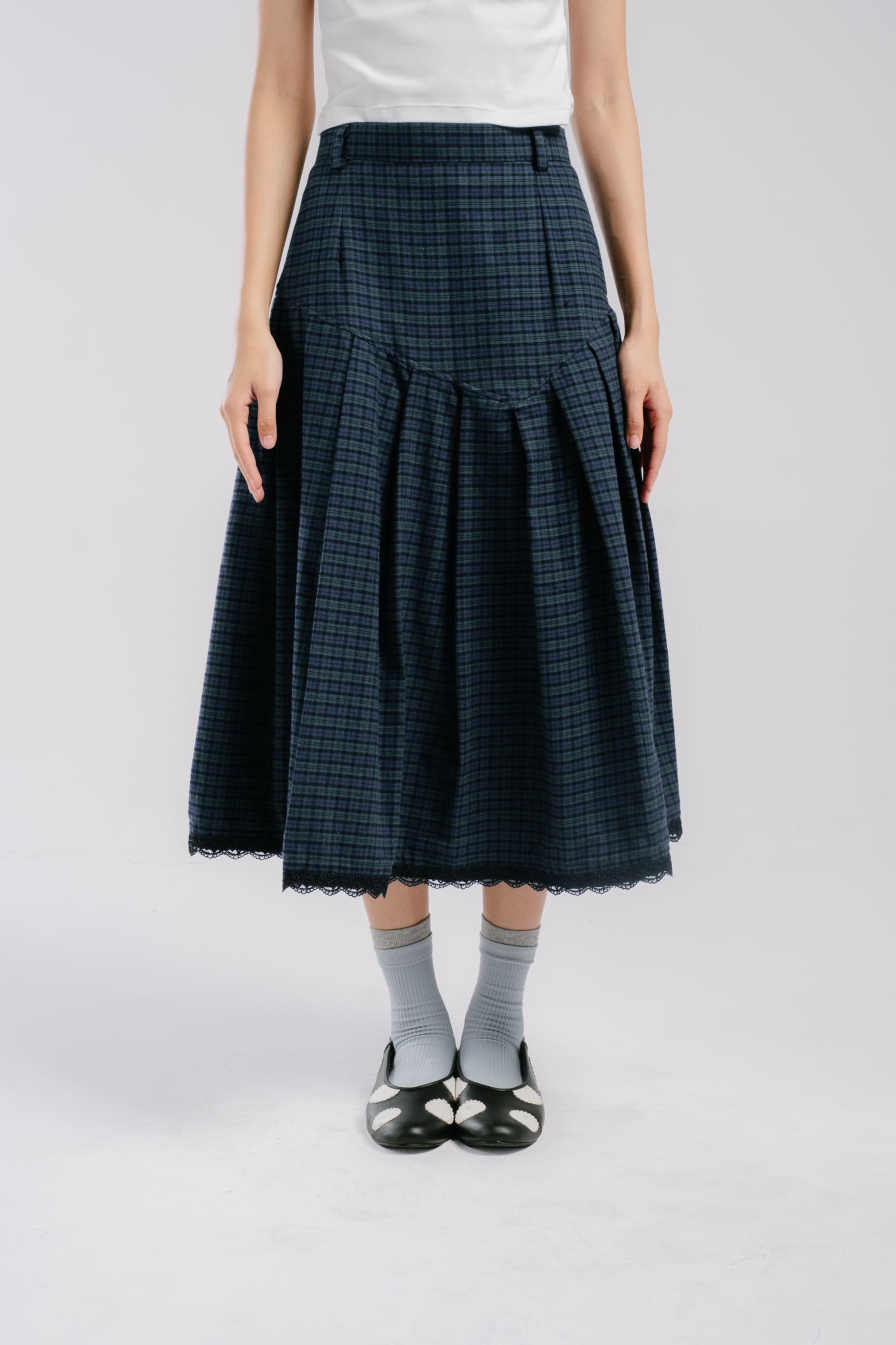 TOME AME - NAKA MIDI SKIRT - ROK TARTAN FLANNEL