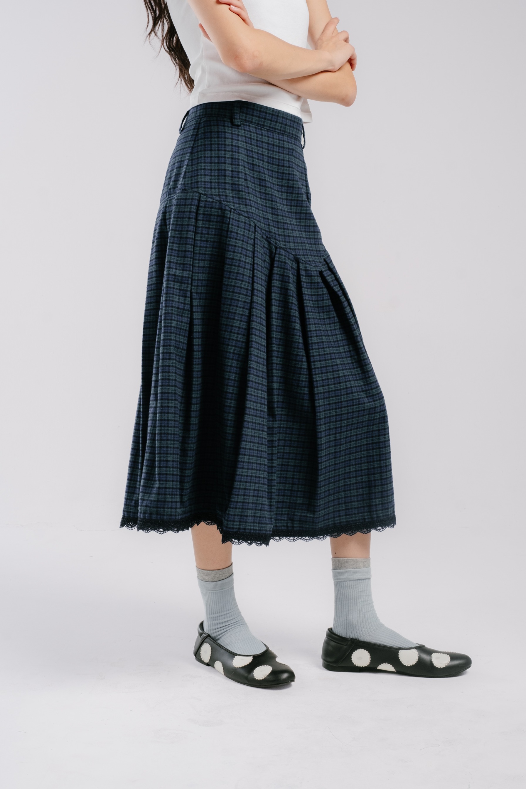 TOME AME - NAKA MIDI SKIRT - ROK TARTAN FLANNEL