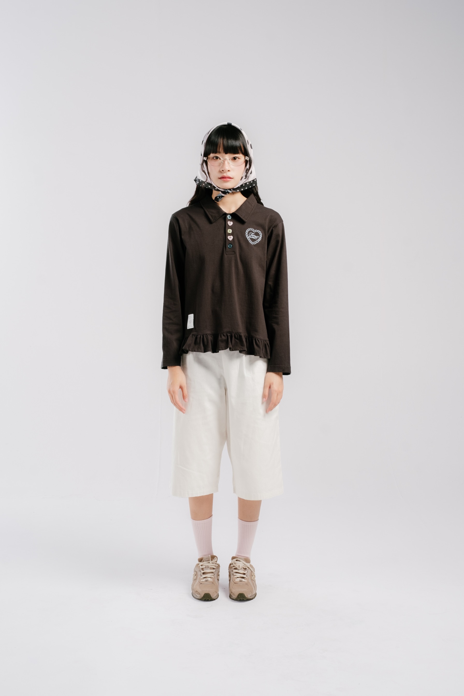 Tome Ame - Hanami Longsleeve Polo Shirt - T Shirt Polo Lengan Panjang Aksen Kancing