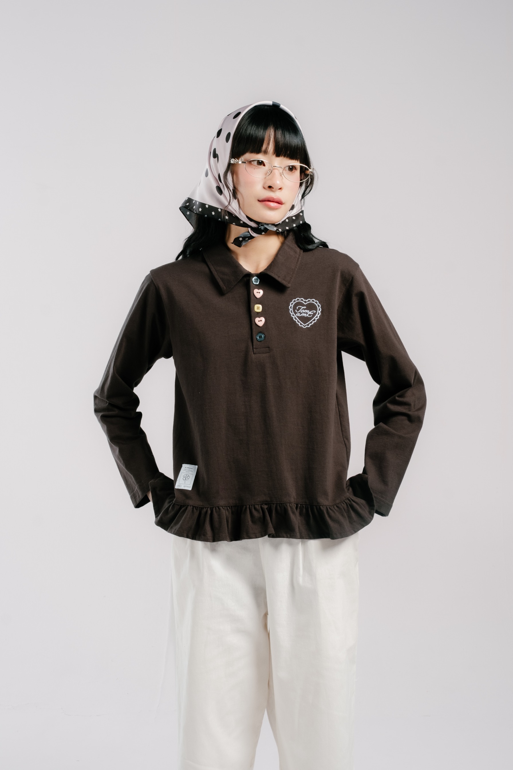 Tome Ame - Hanami Longsleeve Polo Shirt - T Shirt Polo Lengan Panjang Aksen Kancing