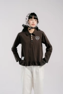 Tome Ame - Hanami Longsleeve Polo Shirt - T Shirt Polo Lengan Panjang Aksen Kancing