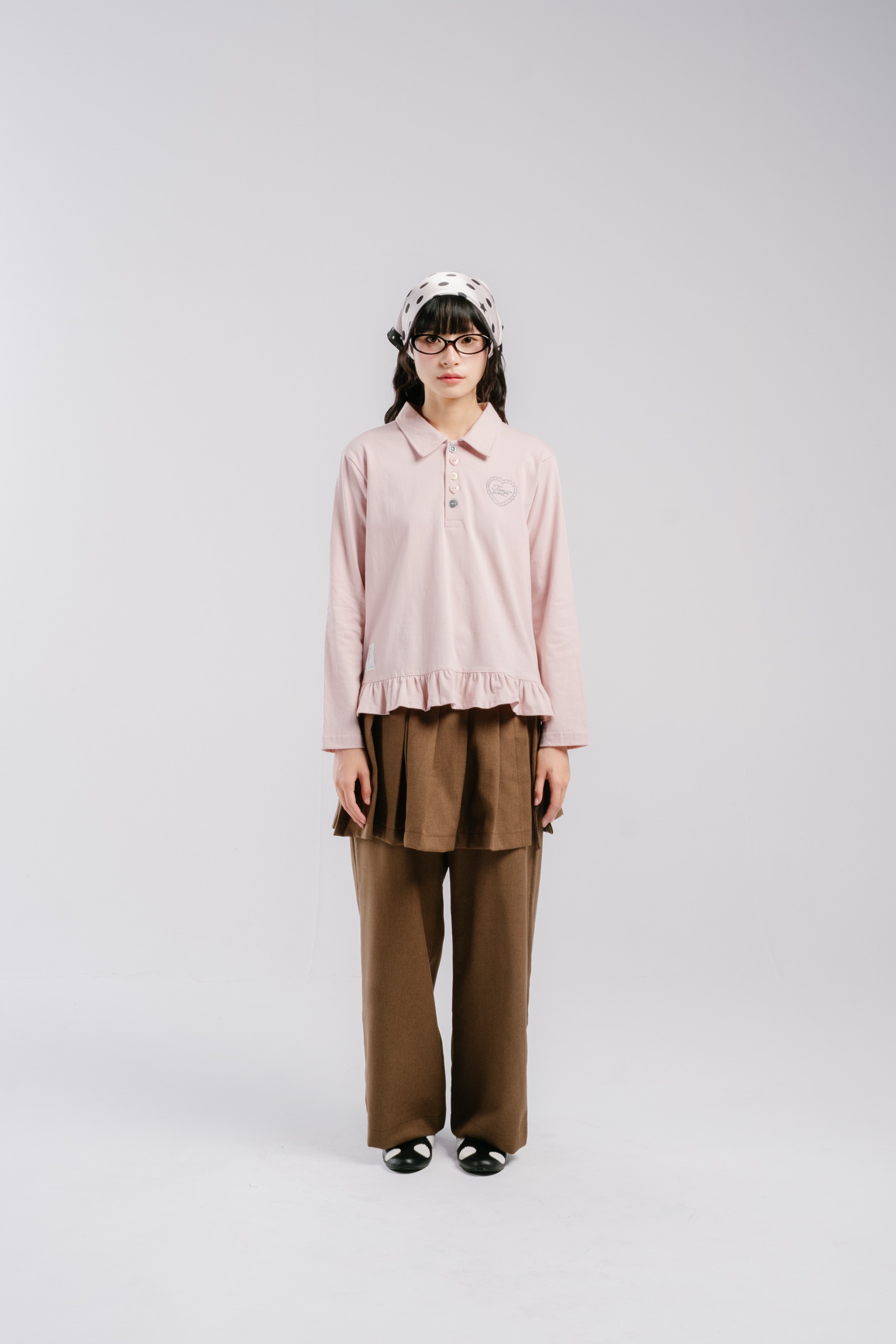 Tome Ame - Hanami Longsleeve Polo Shirt - T Shirt Polo Lengan Panjang Aksen Kancing