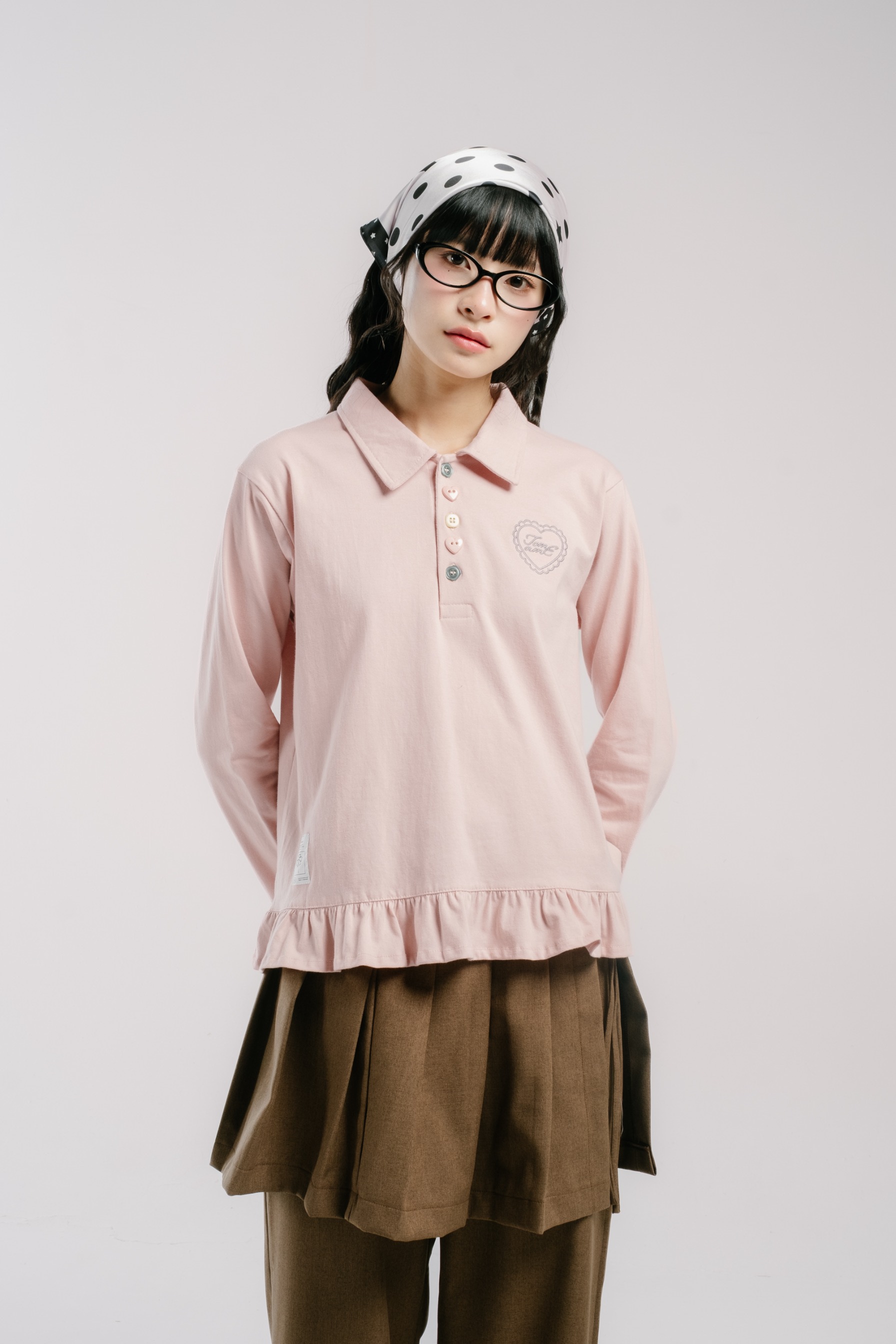 Tome Ame - Hanami Longsleeve Polo Shirt - T Shirt Polo Lengan Panjang Aksen Kancing