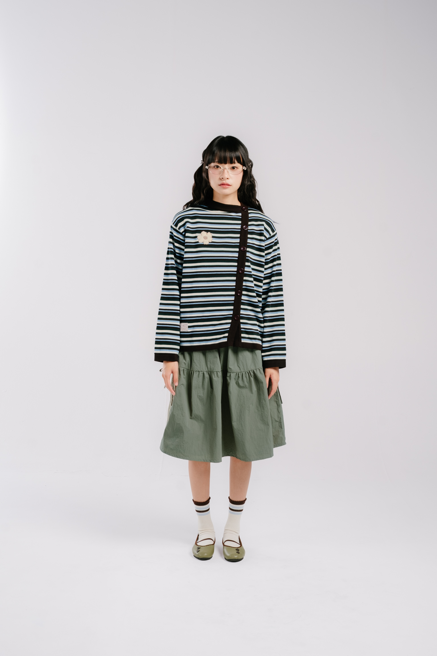 Tome Ame - Mirai Stripe Knitwear Cardigan - Knitwear Cardigan Wanita Motif Garis