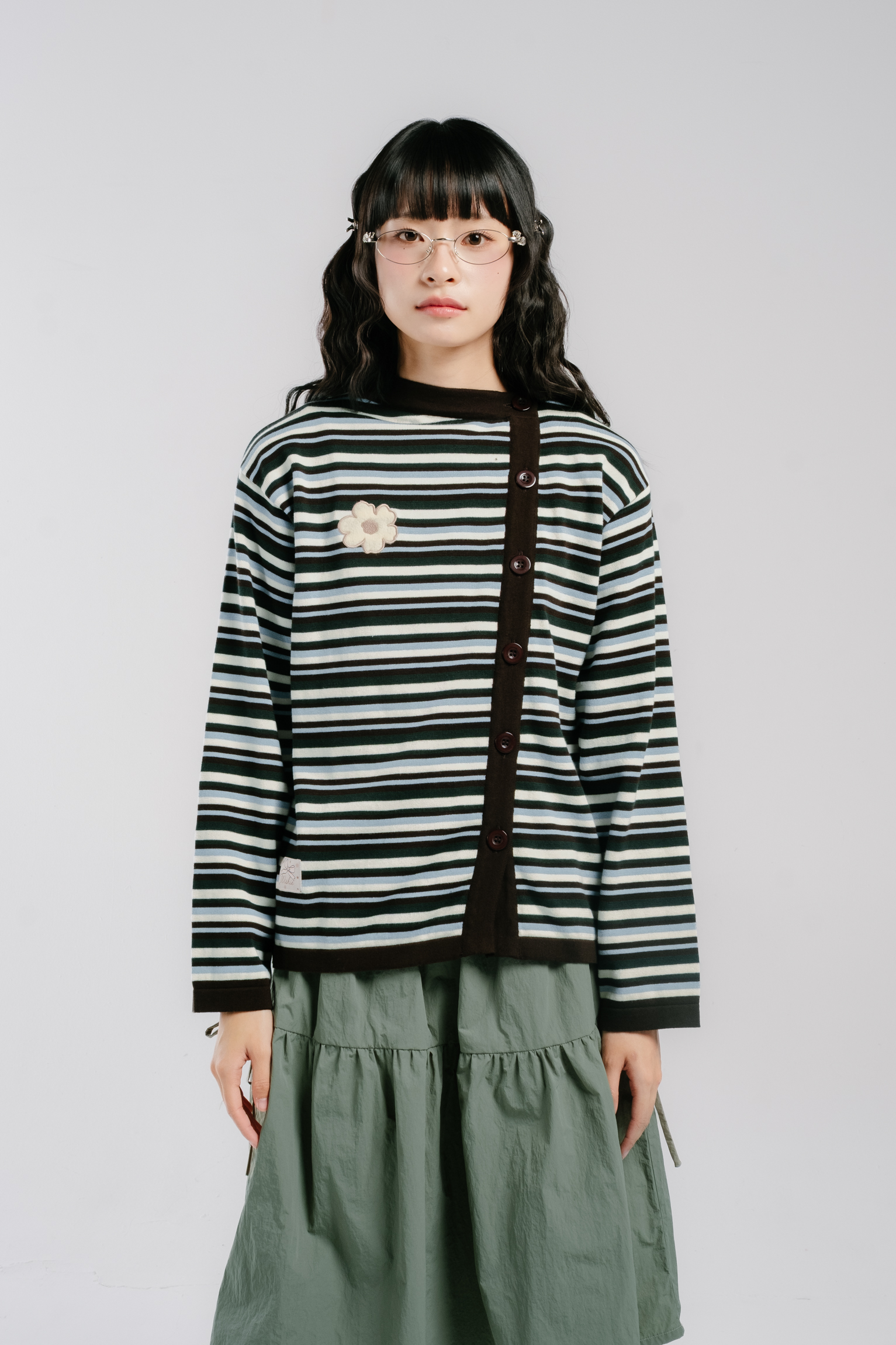 Tome Ame - Mirai Stripe Knitwear Cardigan - Knitwear Cardigan Wanita Motif Garis