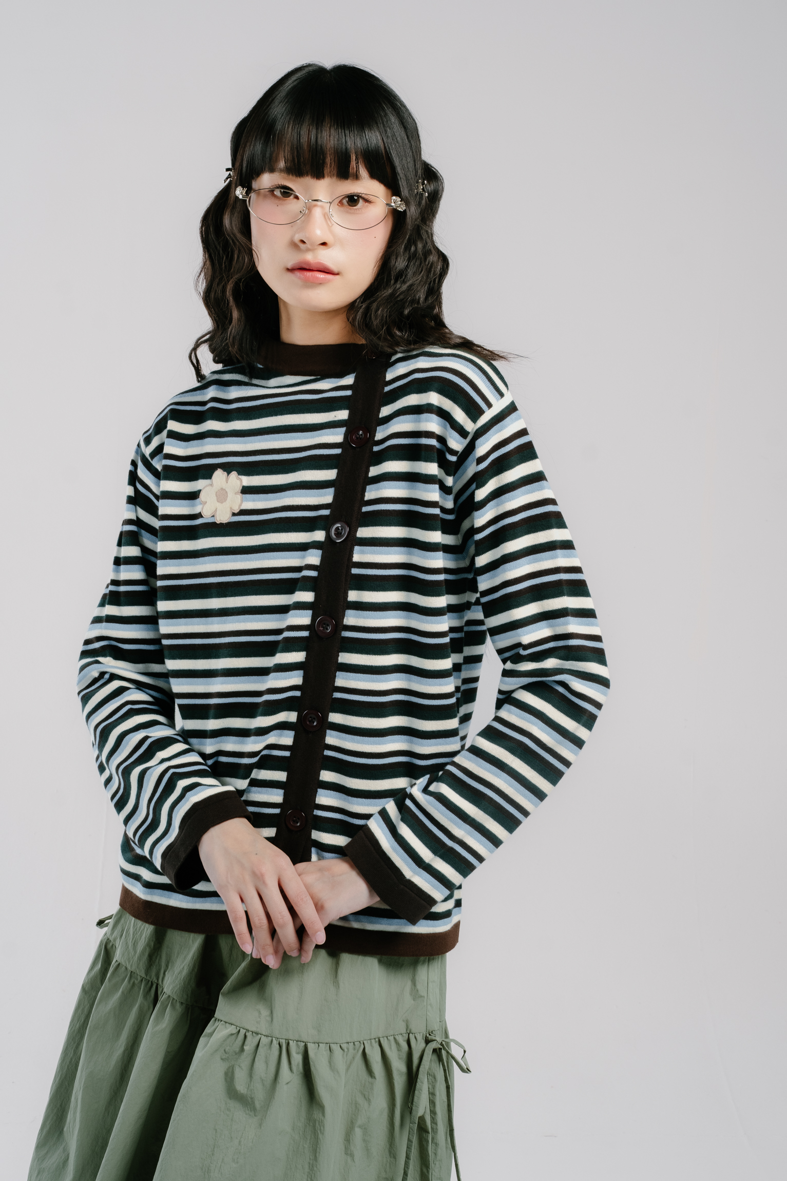 Tome Ame - Mirai Stripe Knitwear Cardigan - Knitwear Cardigan Wanita Motif Garis