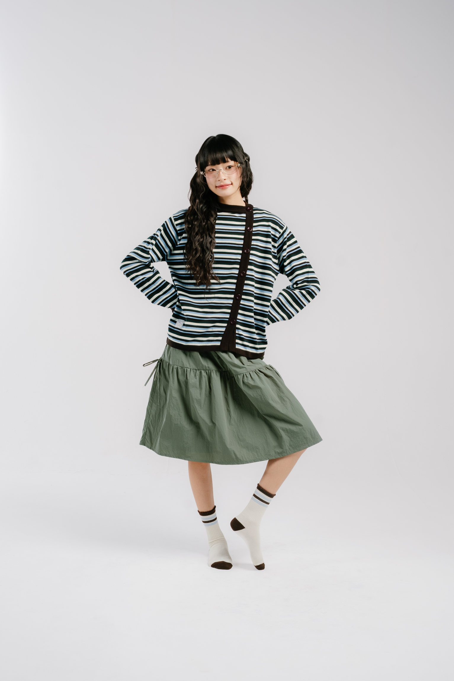 Tome Ame - Mirai Stripe Knitwear Cardigan - Knitwear Cardigan Wanita Motif Garis