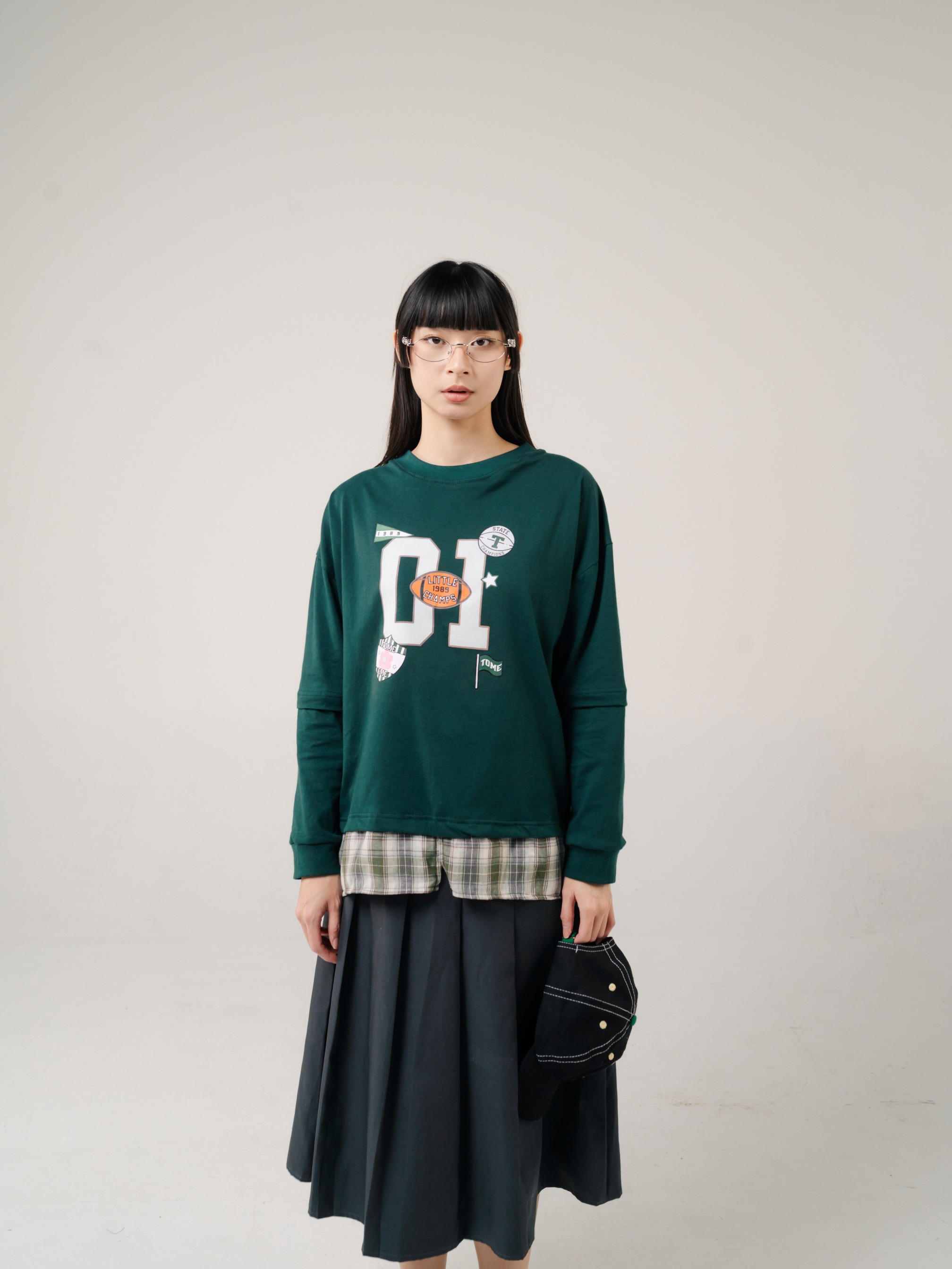 Tome Ame - Fujiko Boxy Longlseeve Tee Dark Green - Kaos Lengan Panjang Oversized 24s