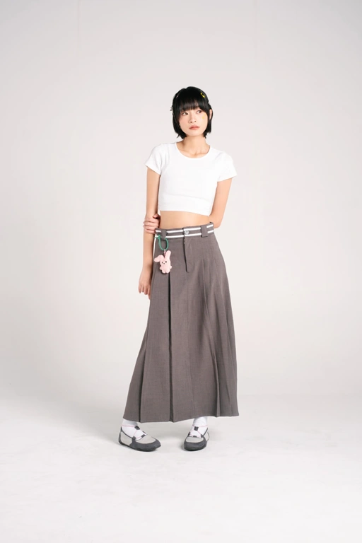 Image of Tome Ame - Reiko Pleated Skirt Grey