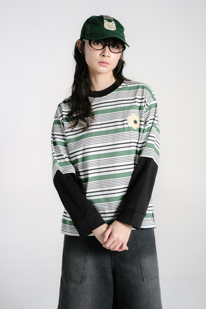 Tome Ame - Nao Striped Boxy Longsleeve