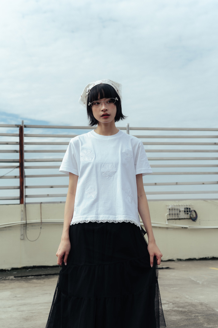 Tome Ame - Runa Crop Tee White on White