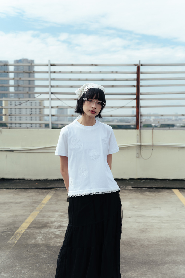 Tome Ame - Runa Crop Tee White on White