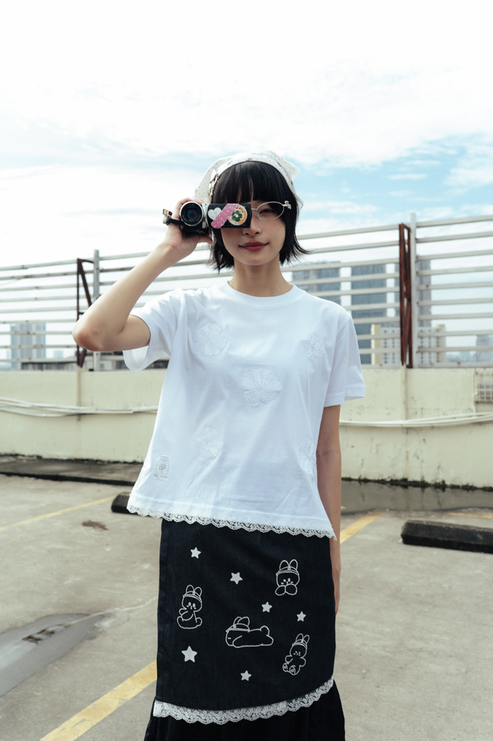Tome Ame - Runa Crop Tee White on White