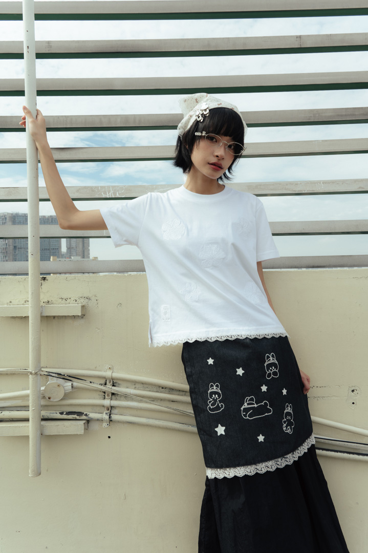 Tome Ame - Runa Crop Tee White on White