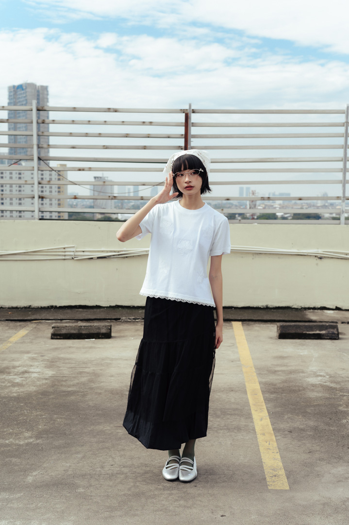 Tome Ame - Runa Crop Tee White on White