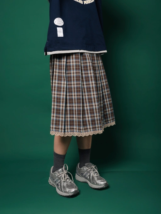 Image of Tome Ame - Ouka Skirt - Rok Midi Tartan Flannel