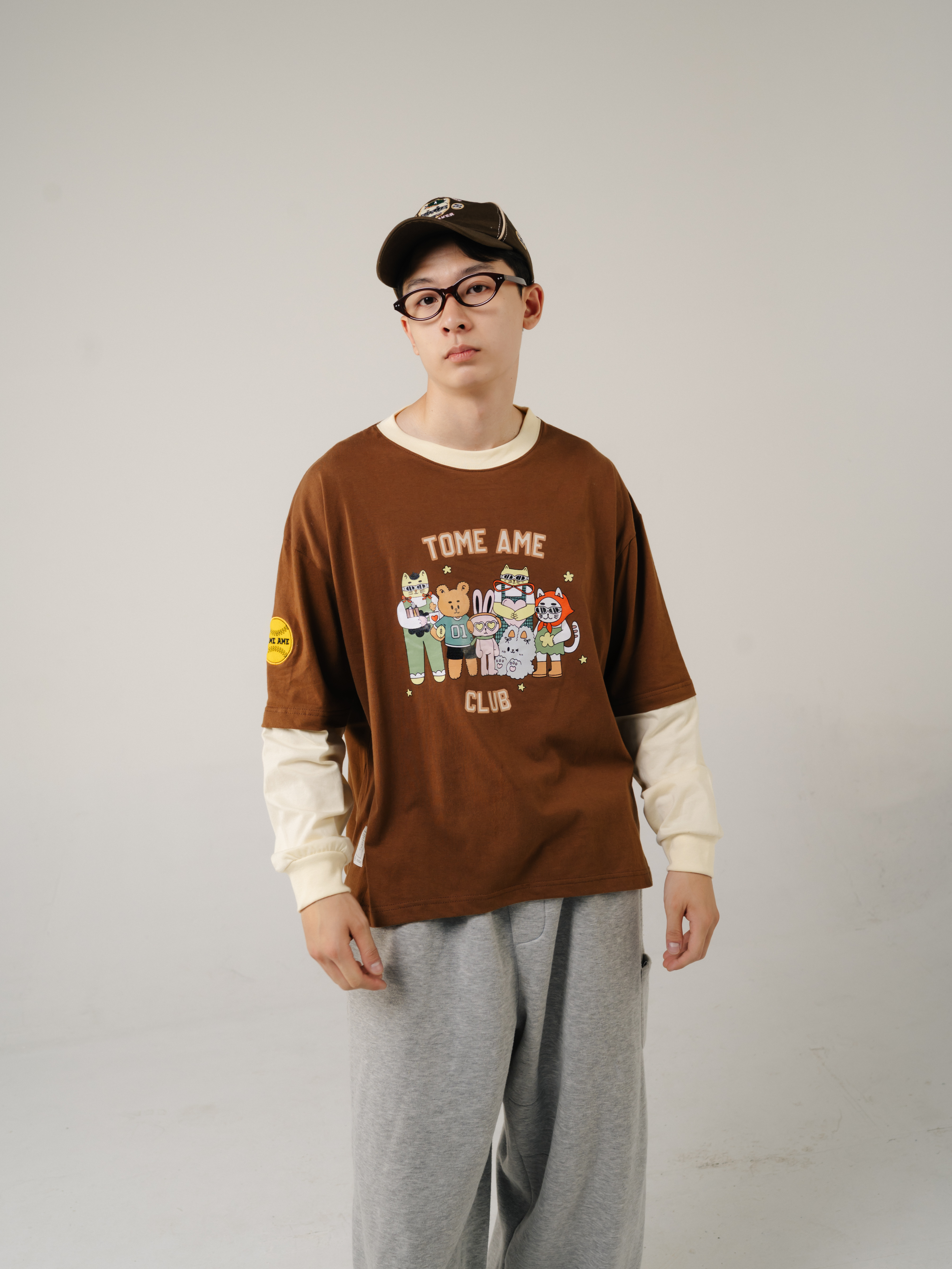 Tome Ame - Tome Club Boxy Longsleeve Brown - Kaos Lengan Panjang Oversized Coklat 24S