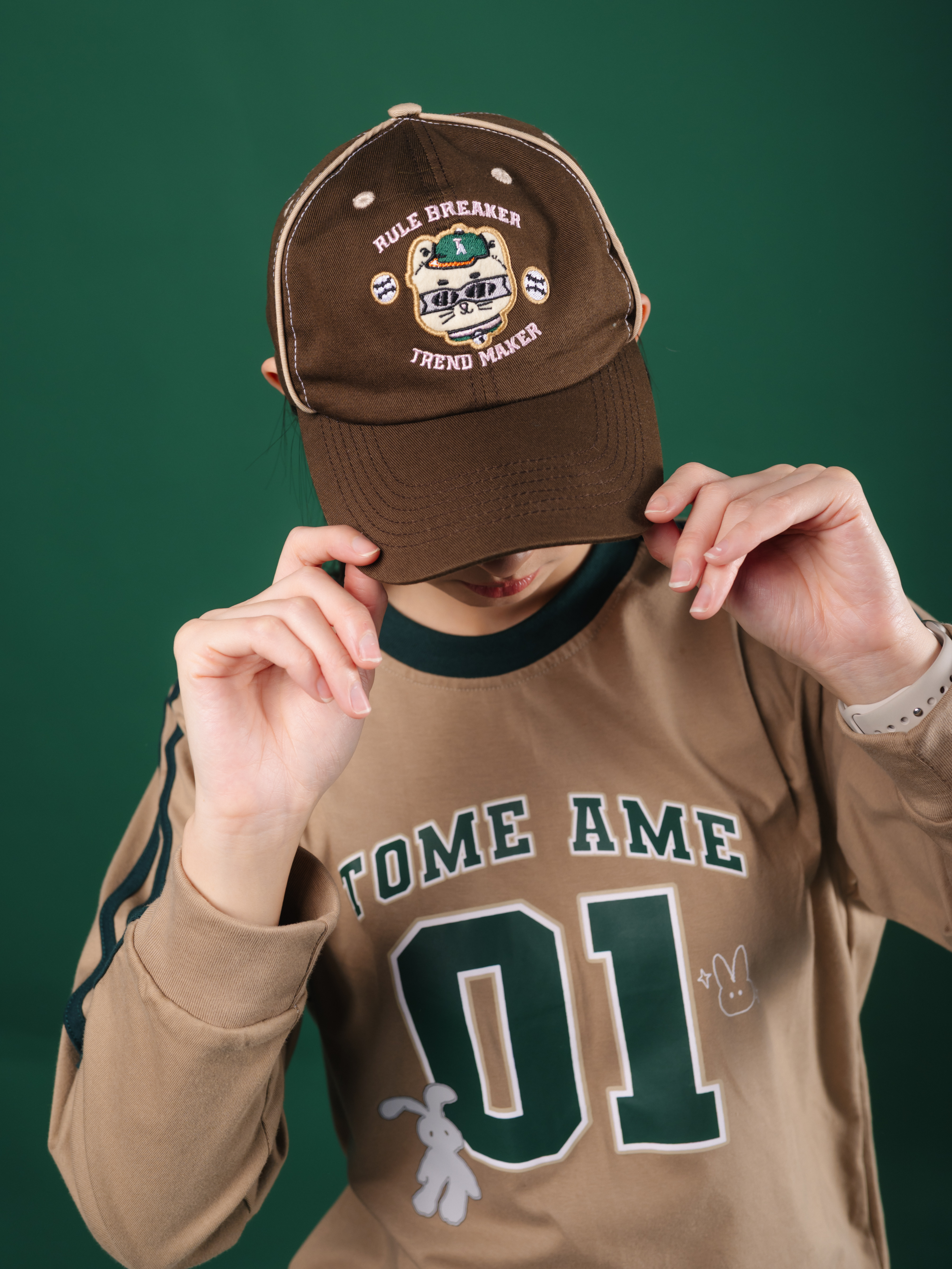 Tome Ame - Meow Cap Brown - Topi Baseball Embroidery Coklat