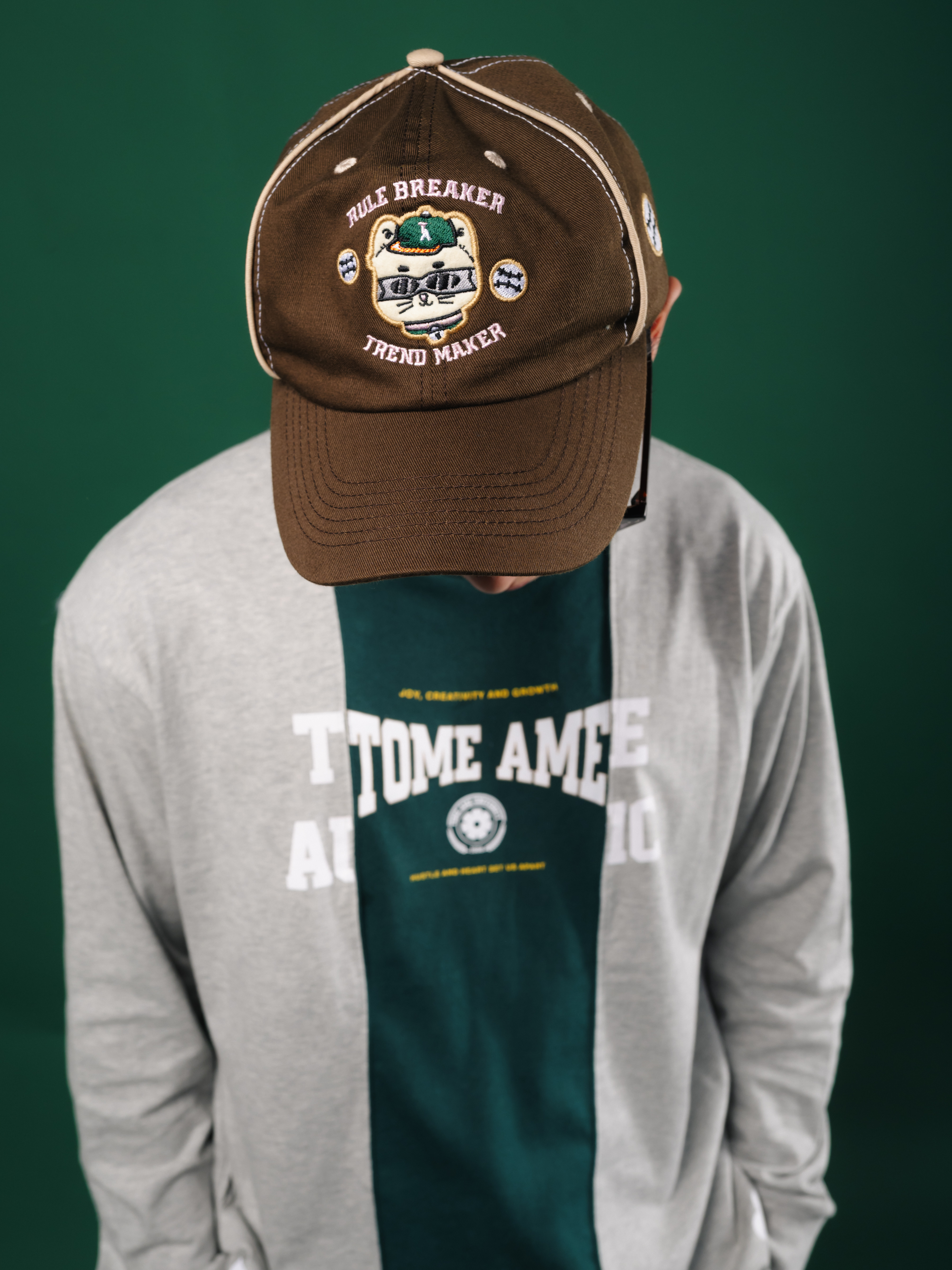 Tome Ame - Meow Cap Brown - Topi Baseball Embroidery Coklat