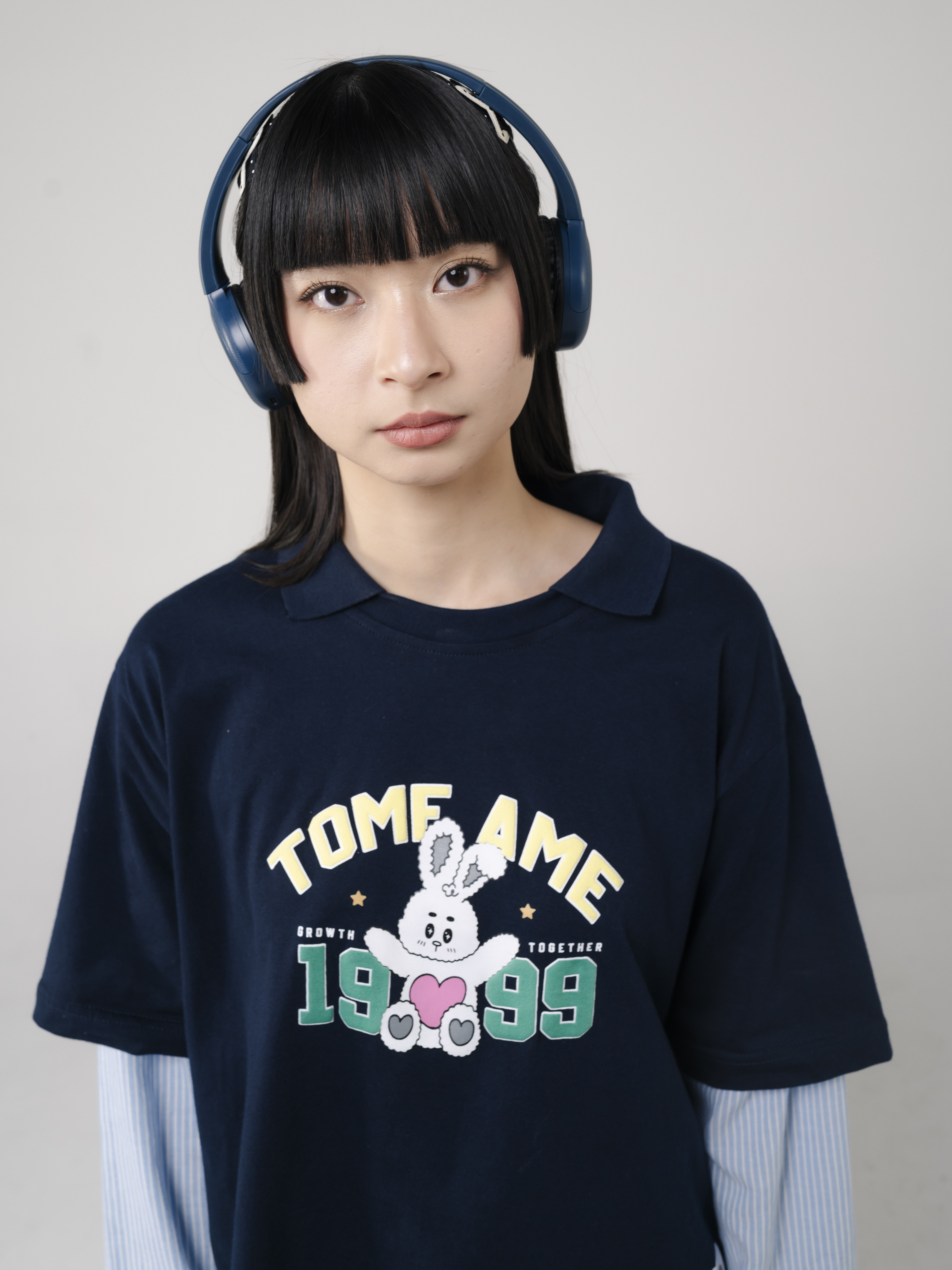 Tome Ame - Yumi Boxy Longsleeve Tee Navy - Kaos Lengan Panjang Oversized 24S