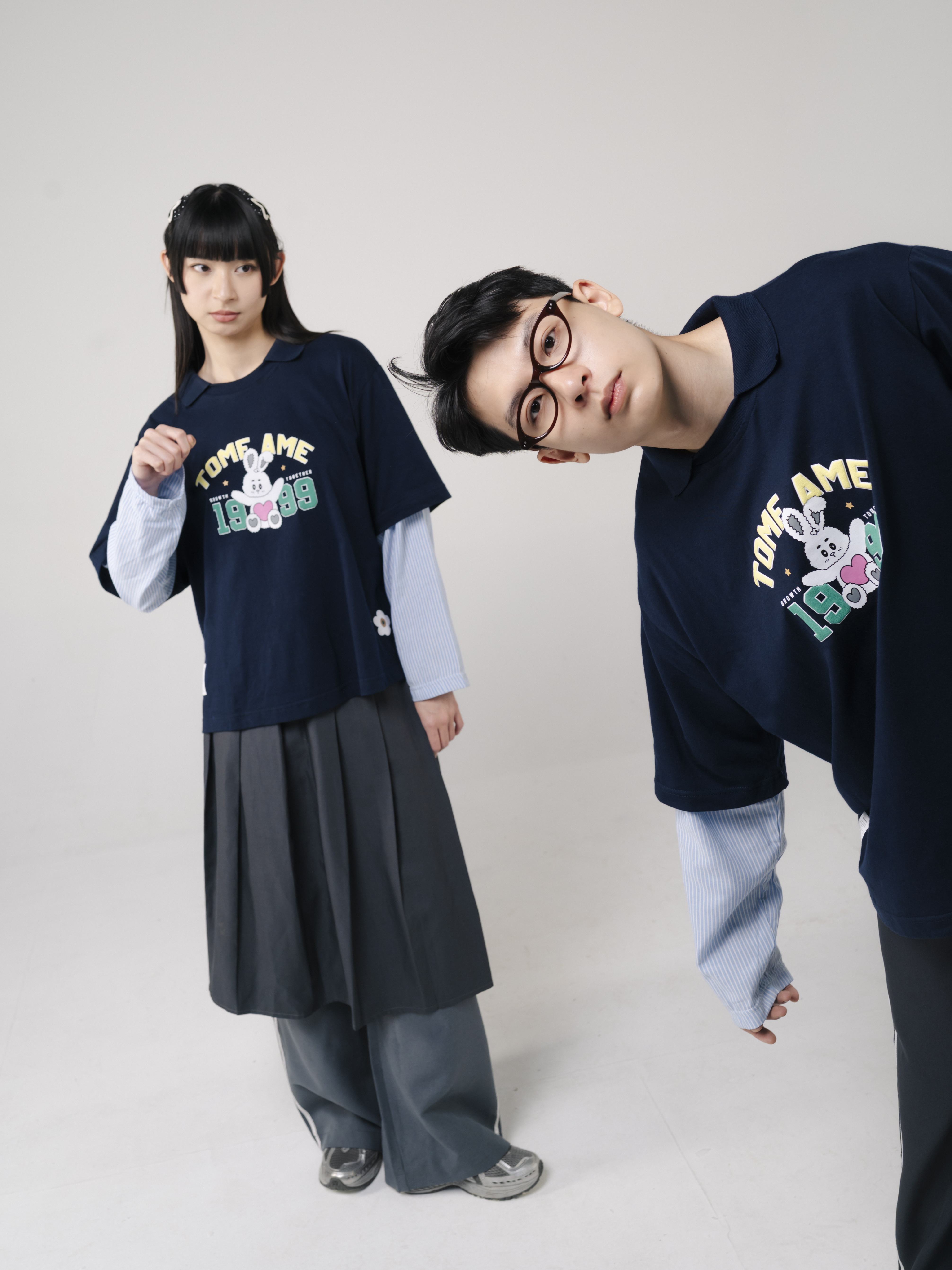 Tome Ame - Yumi Boxy Longsleeve Tee Navy - Kaos Lengan Panjang Oversized 24S