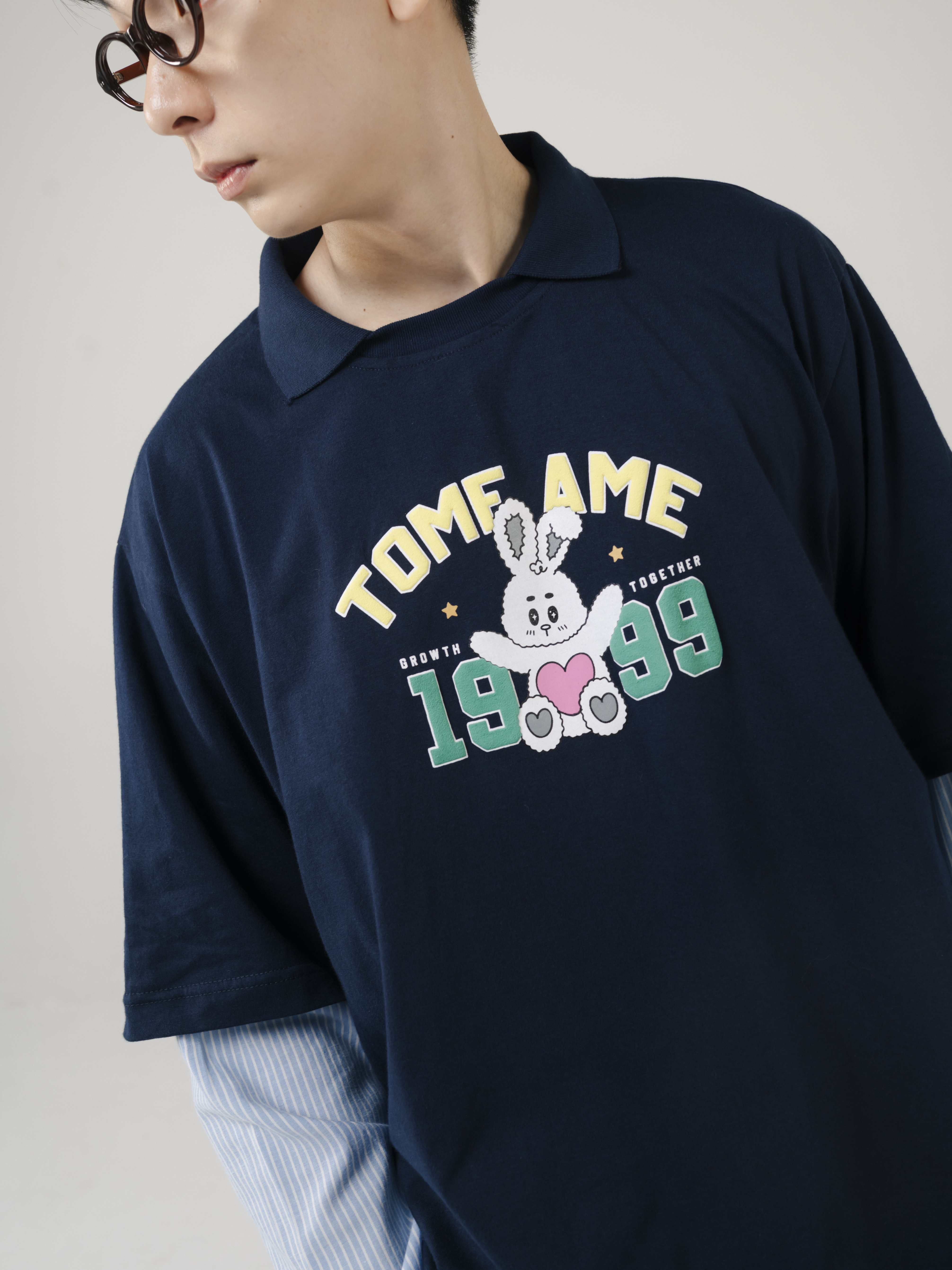 Tome Ame - Yumi Boxy Longsleeve Tee Navy - Kaos Lengan Panjang Oversized 24S