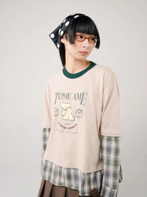 Image of Tome Ame - Ruki Boxy Longsleeve Tee Cream - Kaos Lengan Panjang Oversized 24s Flanel