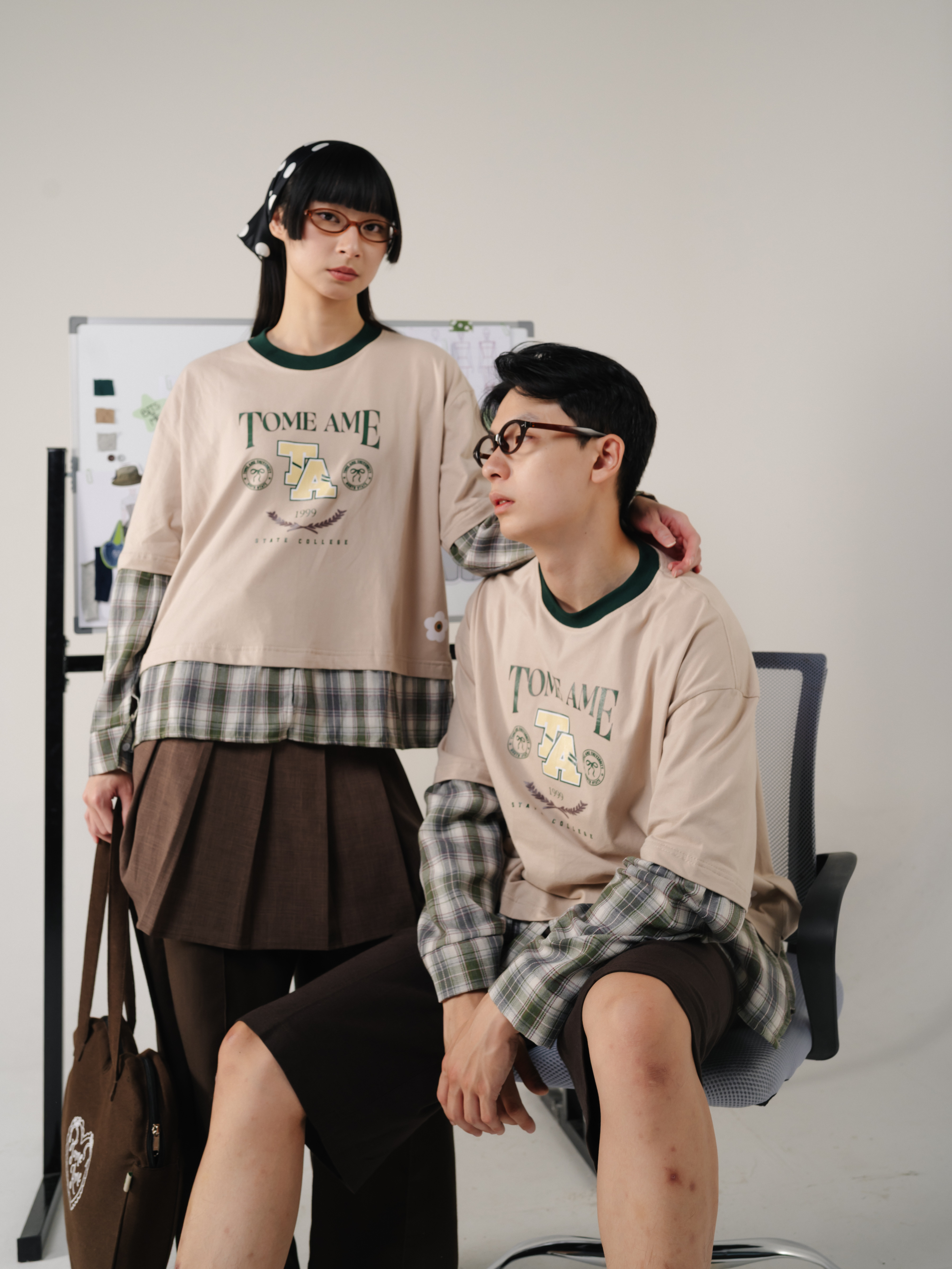 Tome Ame - Ruki Boxy Longsleeve Tee Cream - Kaos Lengan Panjang Oversized 24s Flanel