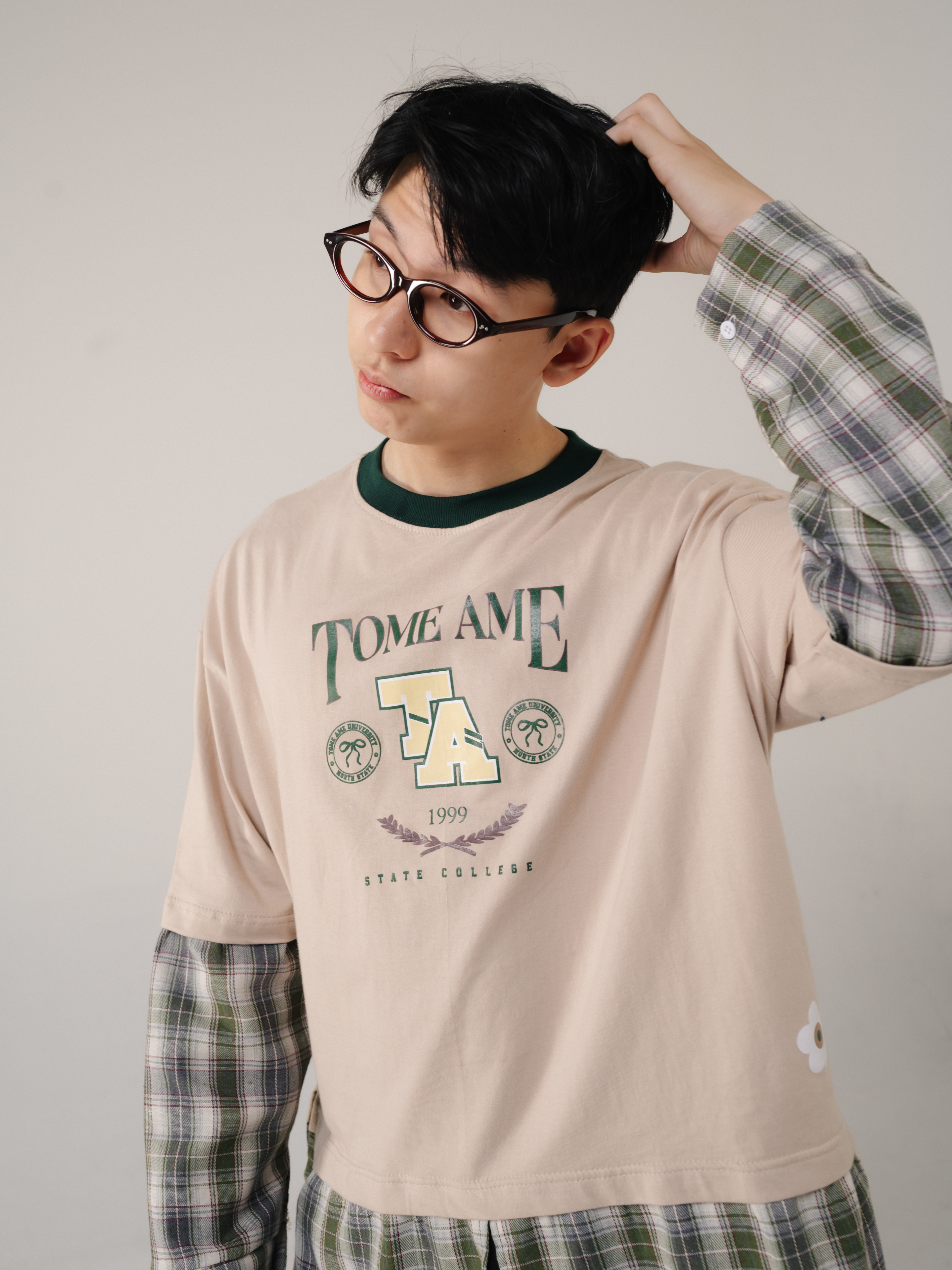 Tome Ame - Ruki Boxy Longsleeve Tee Cream - Kaos Lengan Panjang Oversized 24s Flanel