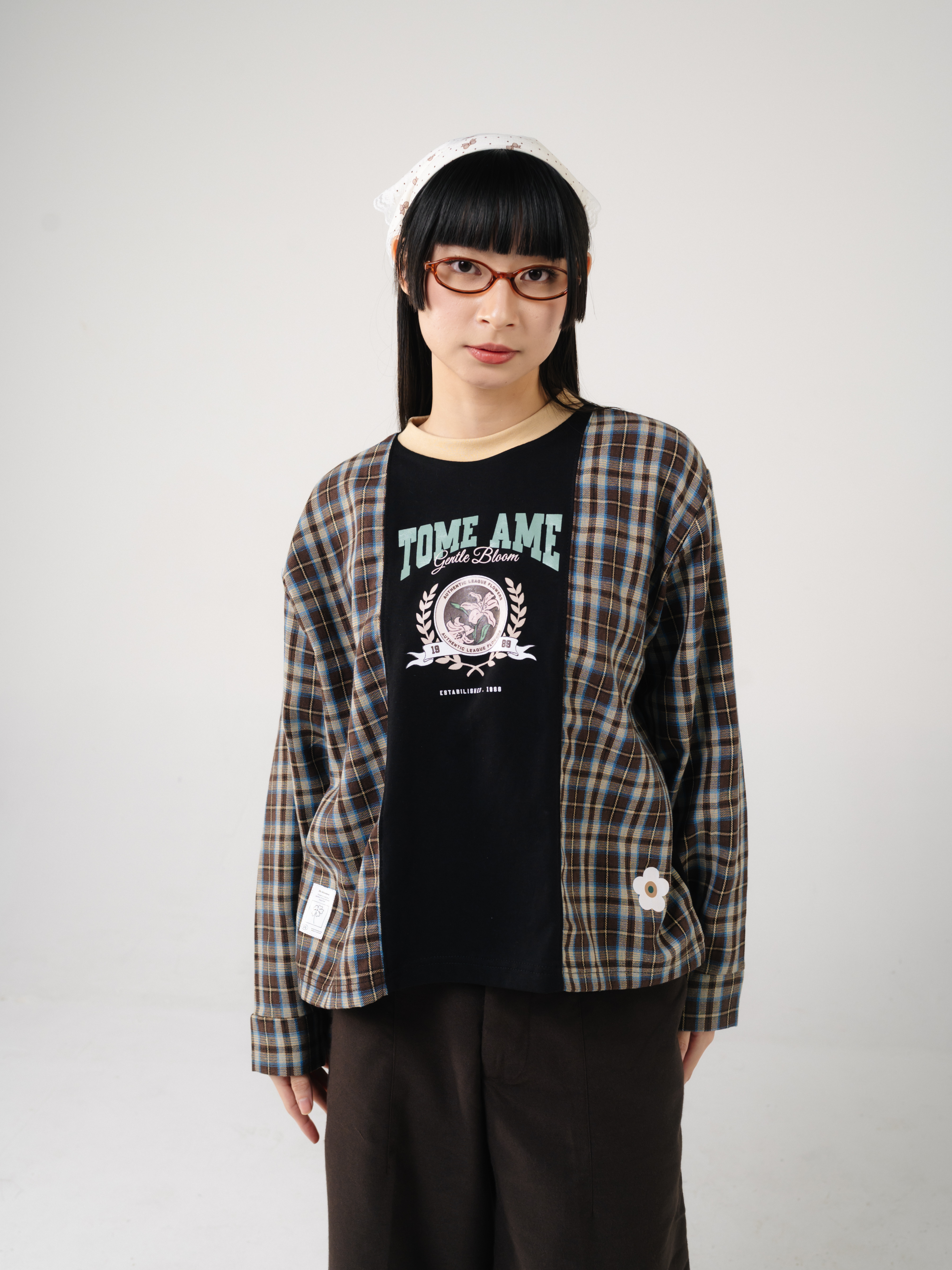 Tome Ame - Ruka Flannel Layered Longsleeve Tee - Kaos Lengan Panjang Aksen Kemeja Flanel