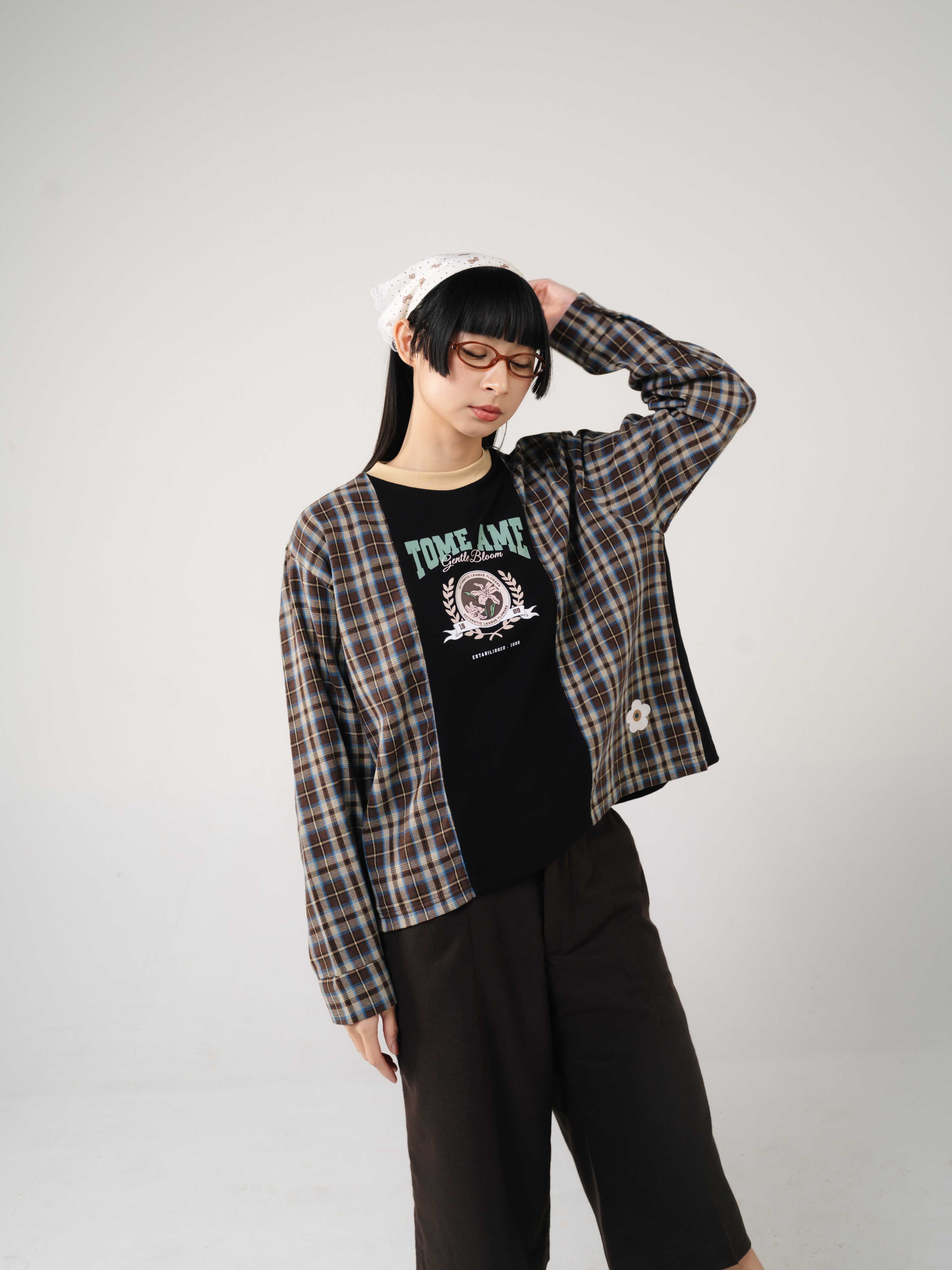 Tome Ame - Ruka Flannel Layered Longsleeve Tee - Kaos Lengan Panjang Aksen Kemeja Flanel