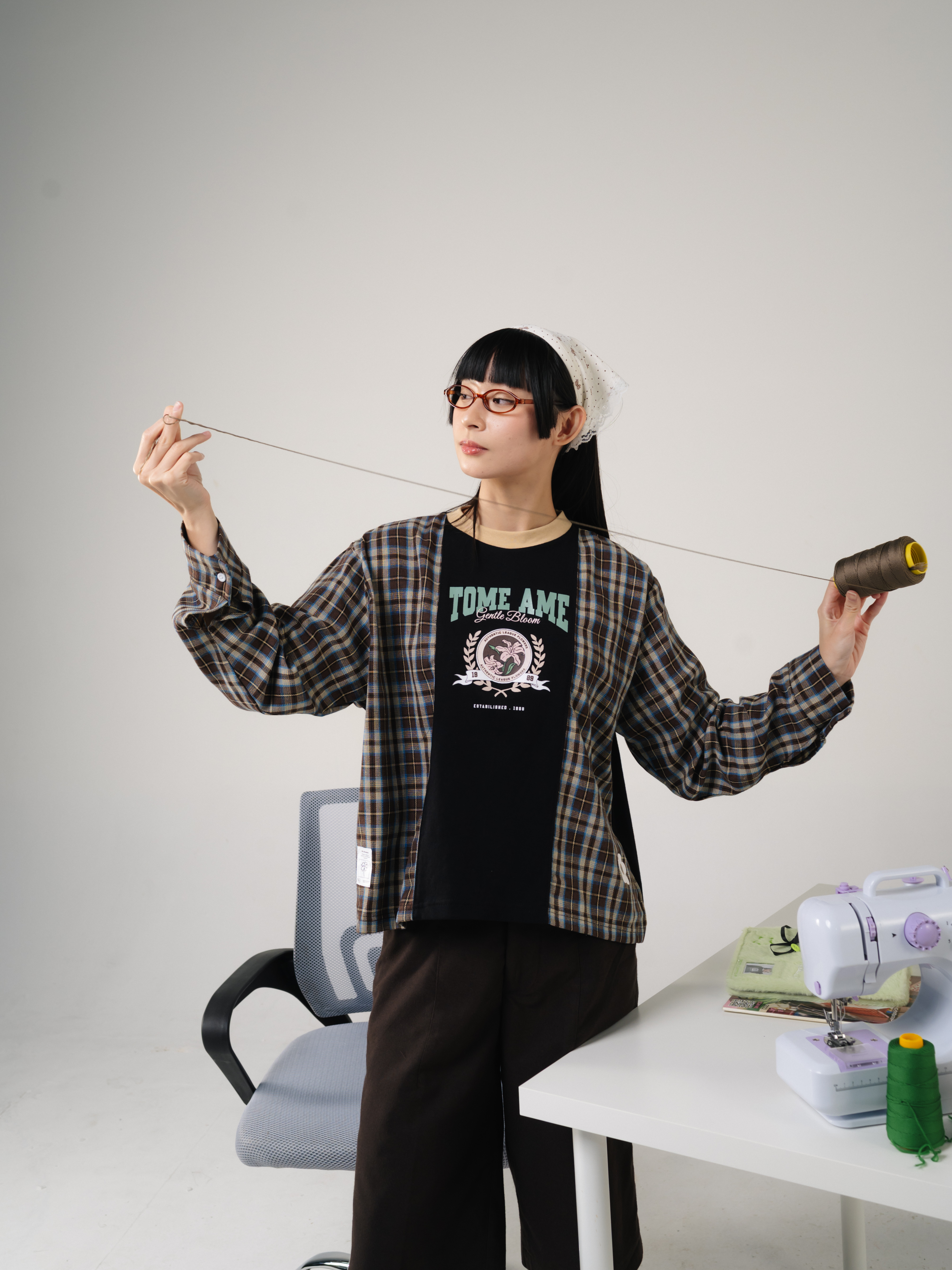Tome Ame - Ruka Flannel Layered Longsleeve Tee - Kaos Lengan Panjang Aksen Kemeja Flanel