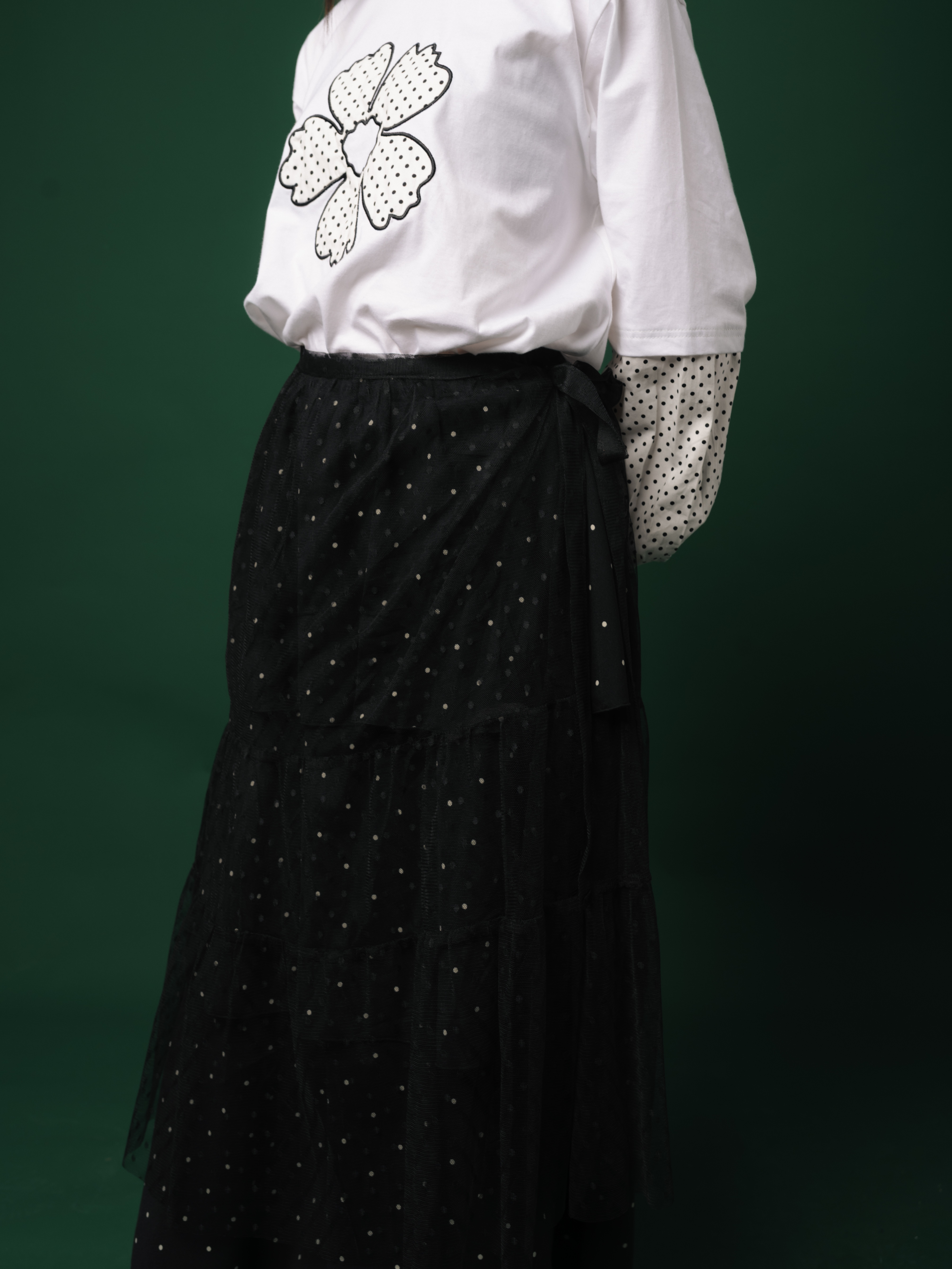 Tome Ame - Ginka Layered Lace Skirt Black - Rok Renda Wanita