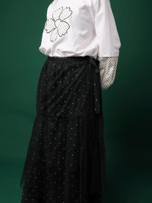 Image of Tome Ame - Ginka Layered Lace Skirt Black - Rok Renda Wanita