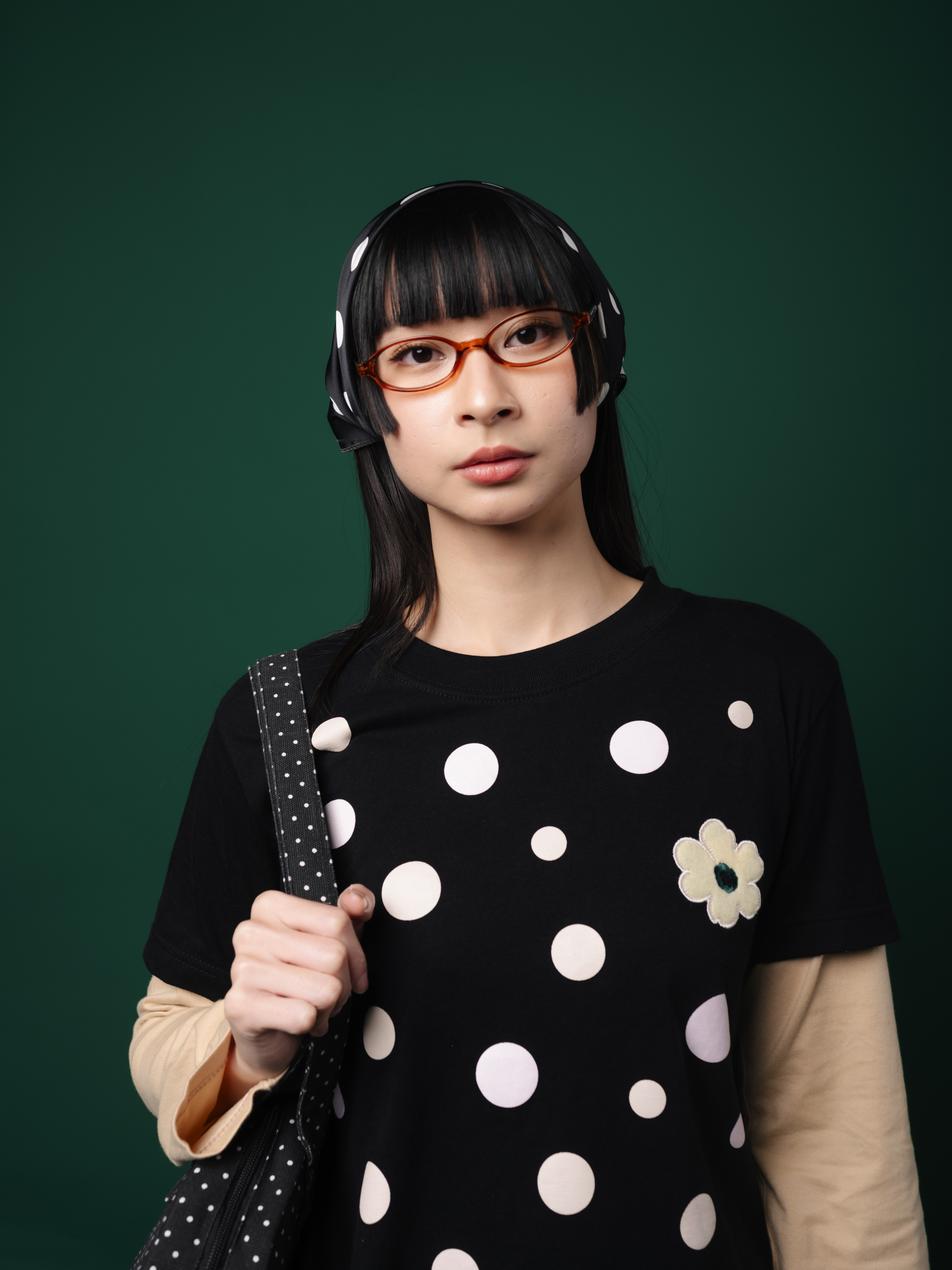 Tome Ame - Polka Longsleeve Black - Kaos Lengan Panjang Polkadot Hitam 24S