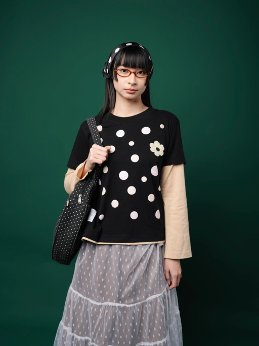 Image of Tome Ame - Polka Longsleeve Black - Kaos Lengan Panjang Polkadot Hitam 24S