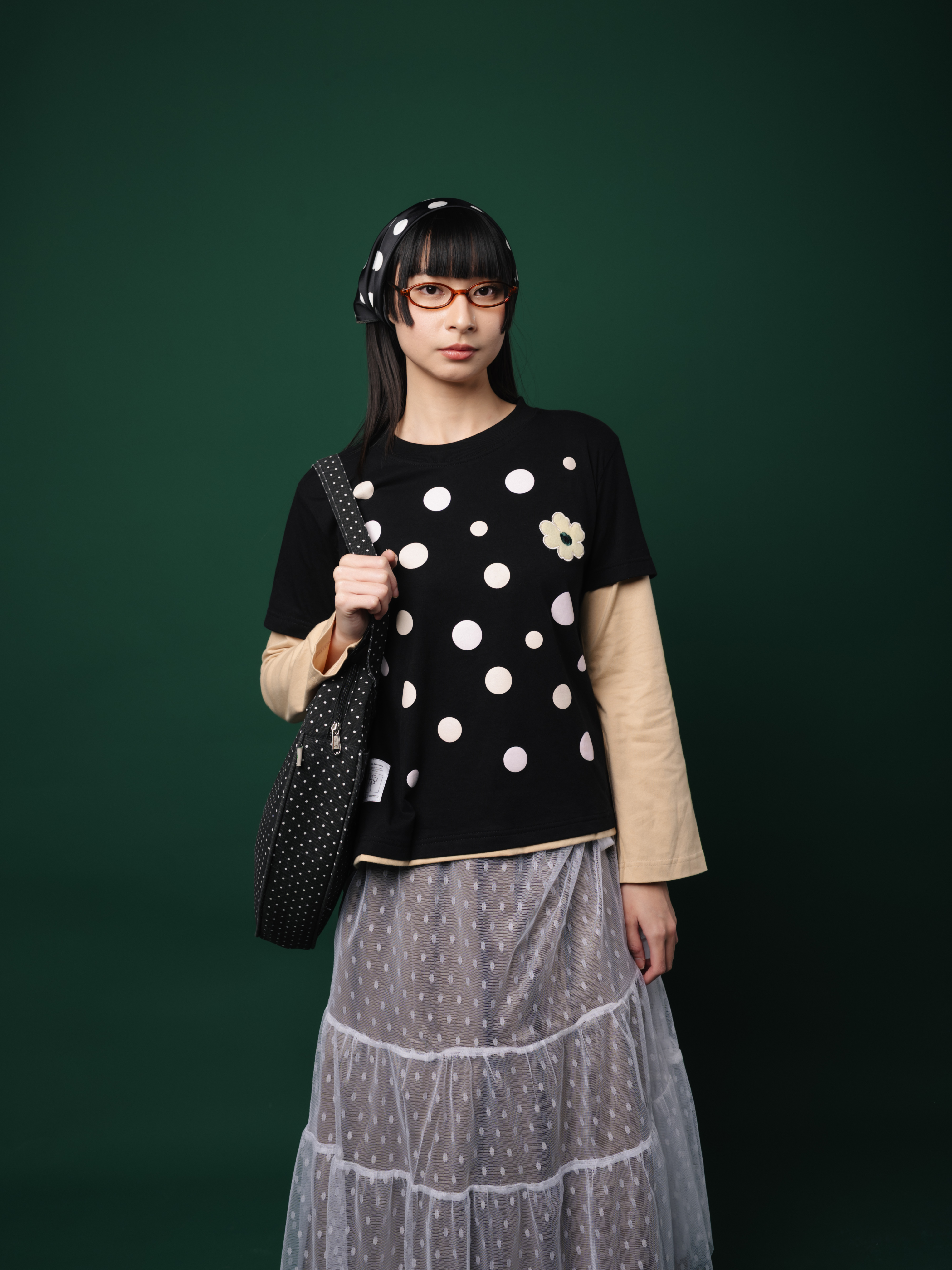 Tome Ame - Polka Longsleeve Black - Kaos Lengan Panjang Polkadot Hitam 24S