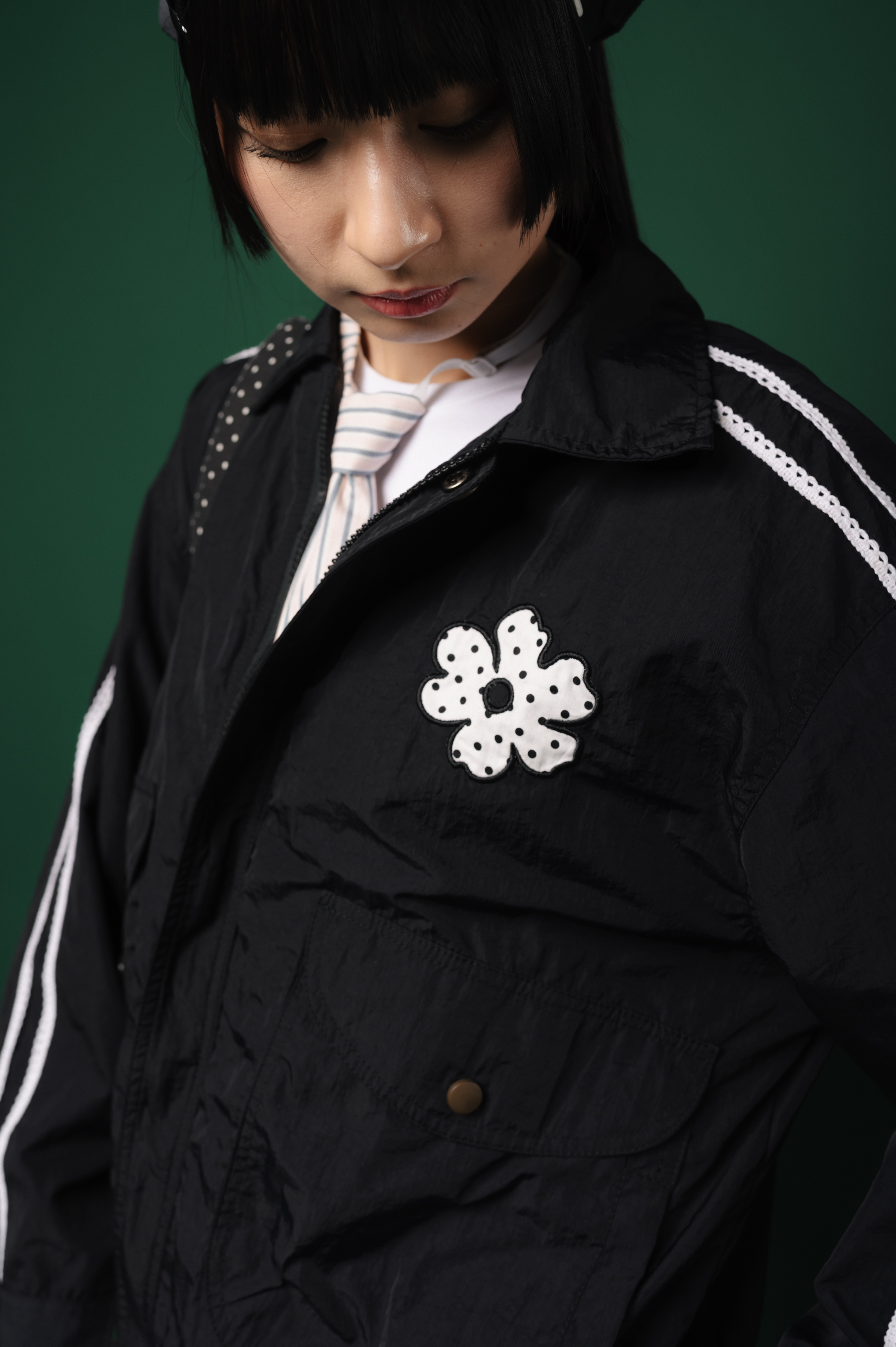 Tome Ame - Kiki Retro Windbreaker Jacket Black - Jaket Windbreaker Wanita