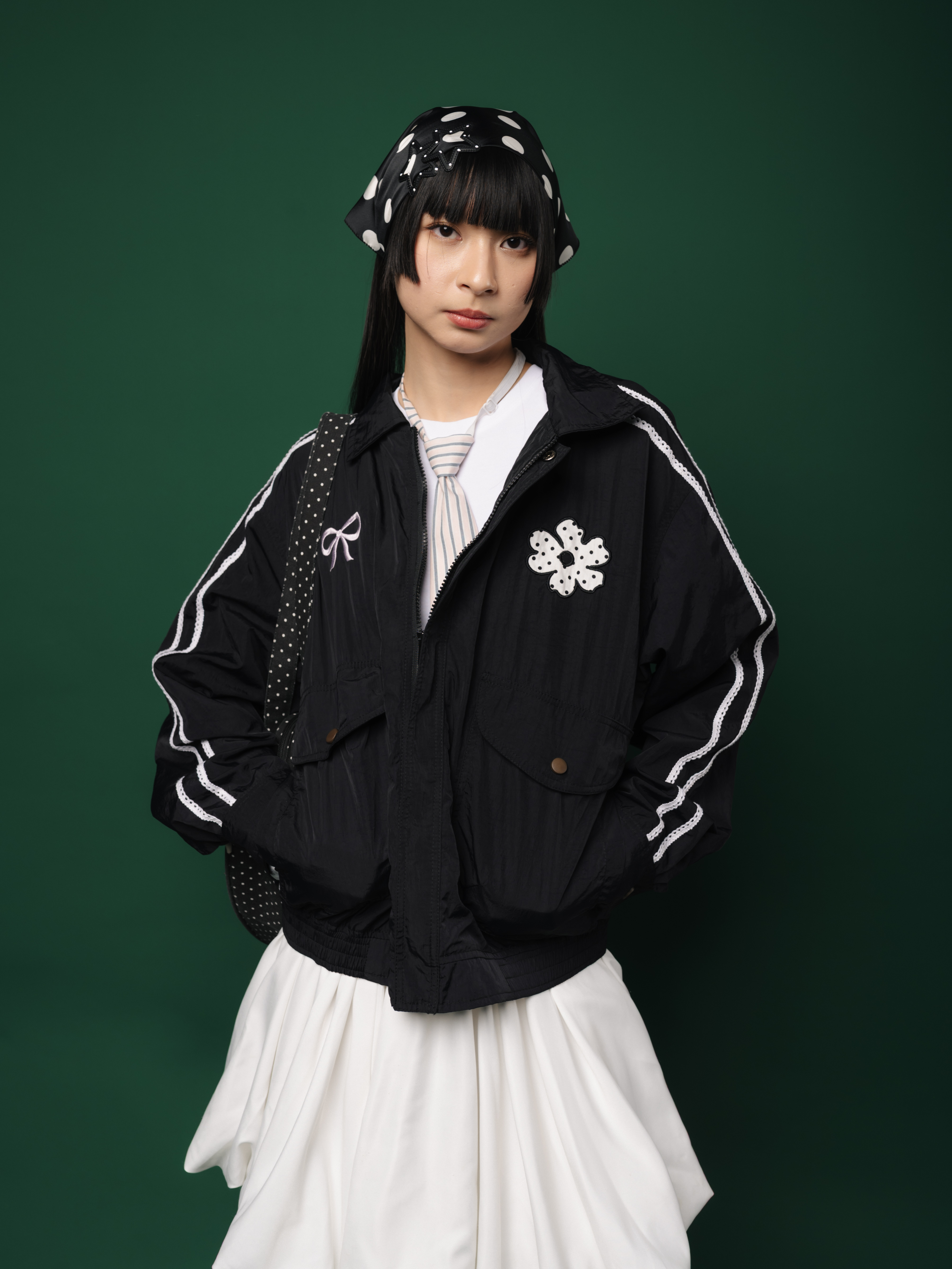 Tome Ame - Kiki Retro Windbreaker Jacket Black - Jaket Windbreaker Wanita