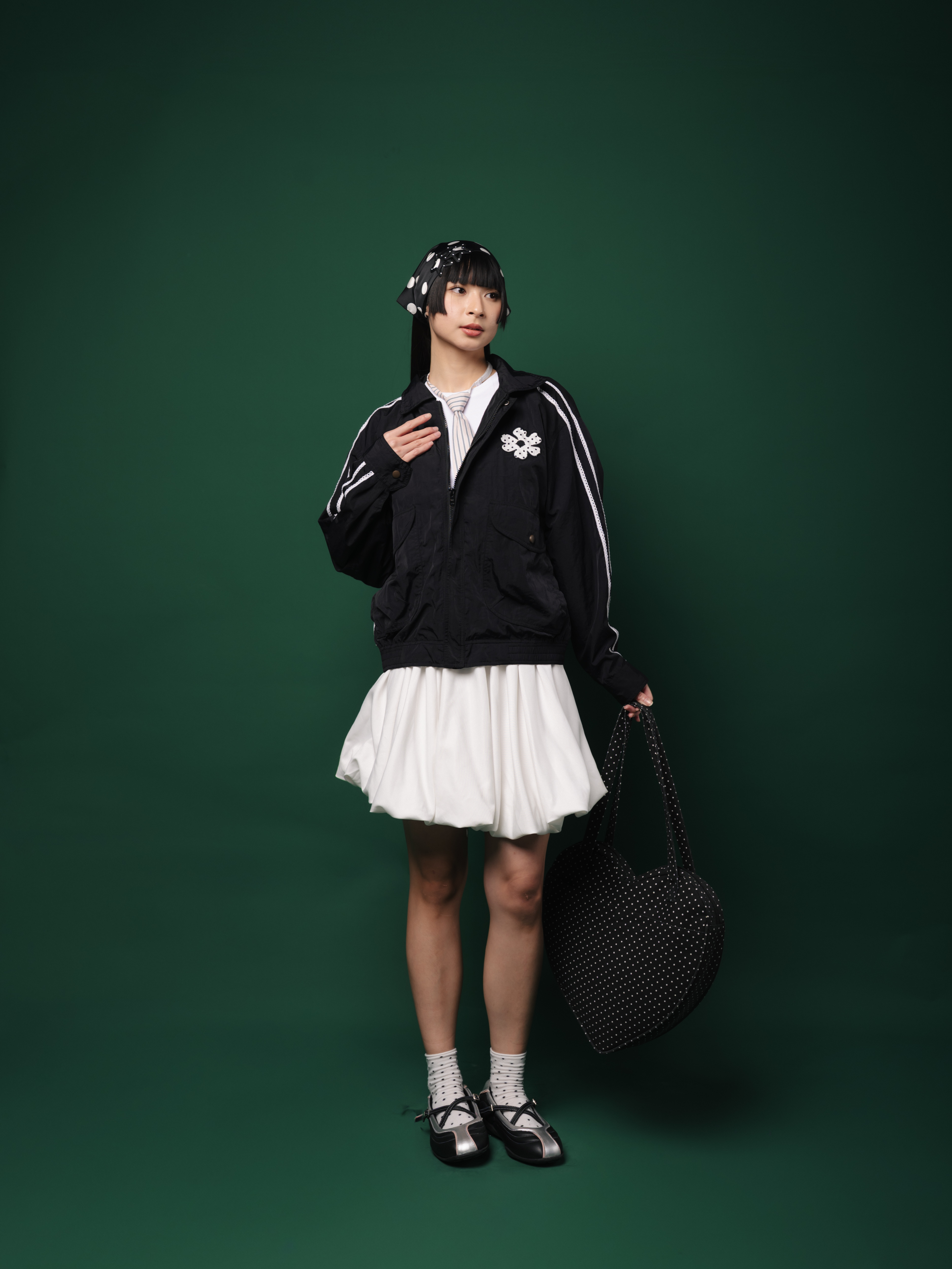 Tome Ame - Kiki Retro Windbreaker Jacket Black - Jaket Windbreaker Wanita