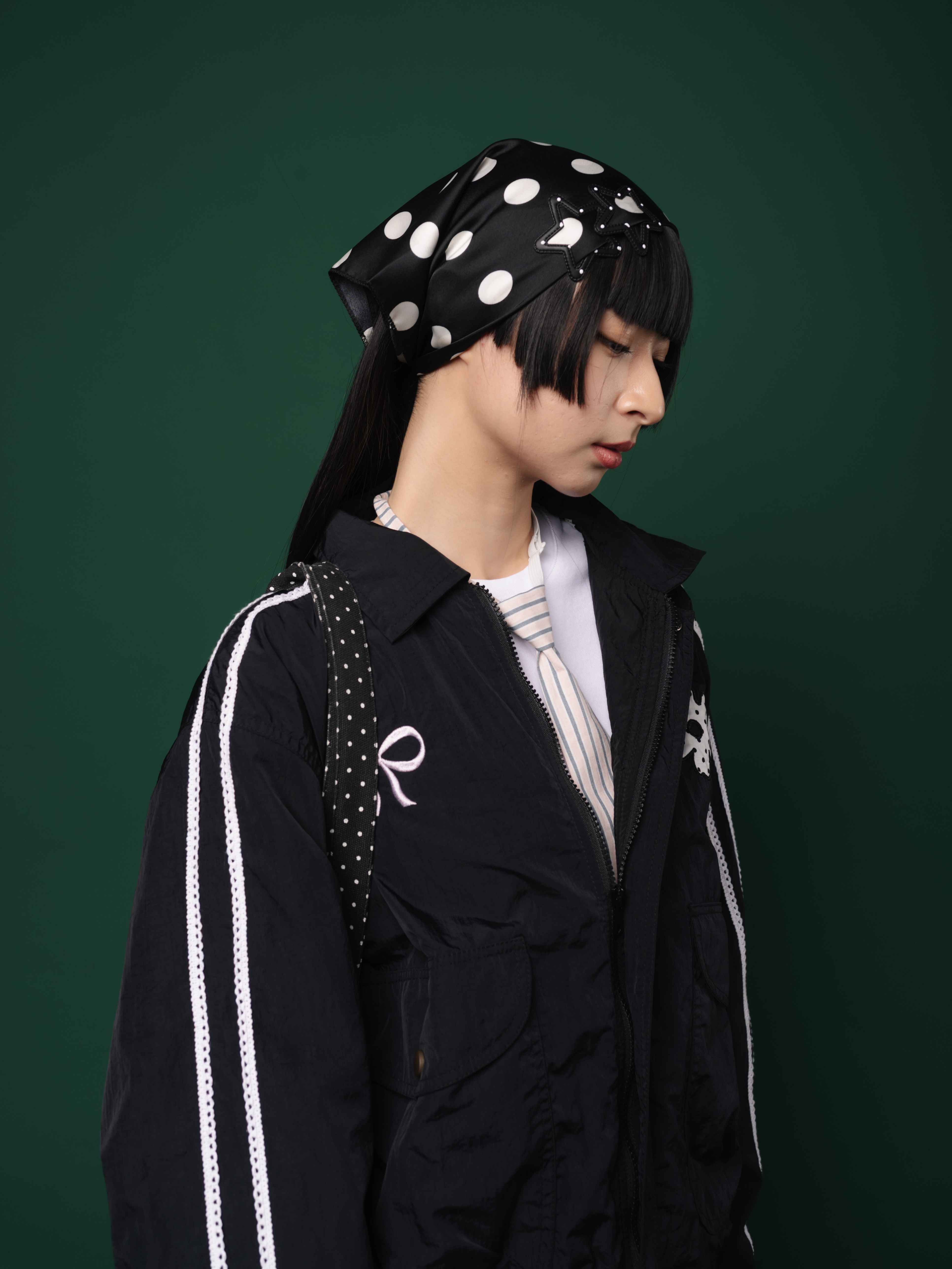 Tome Ame - Kiki Retro Windbreaker Jacket Black - Jaket Windbreaker Wanita