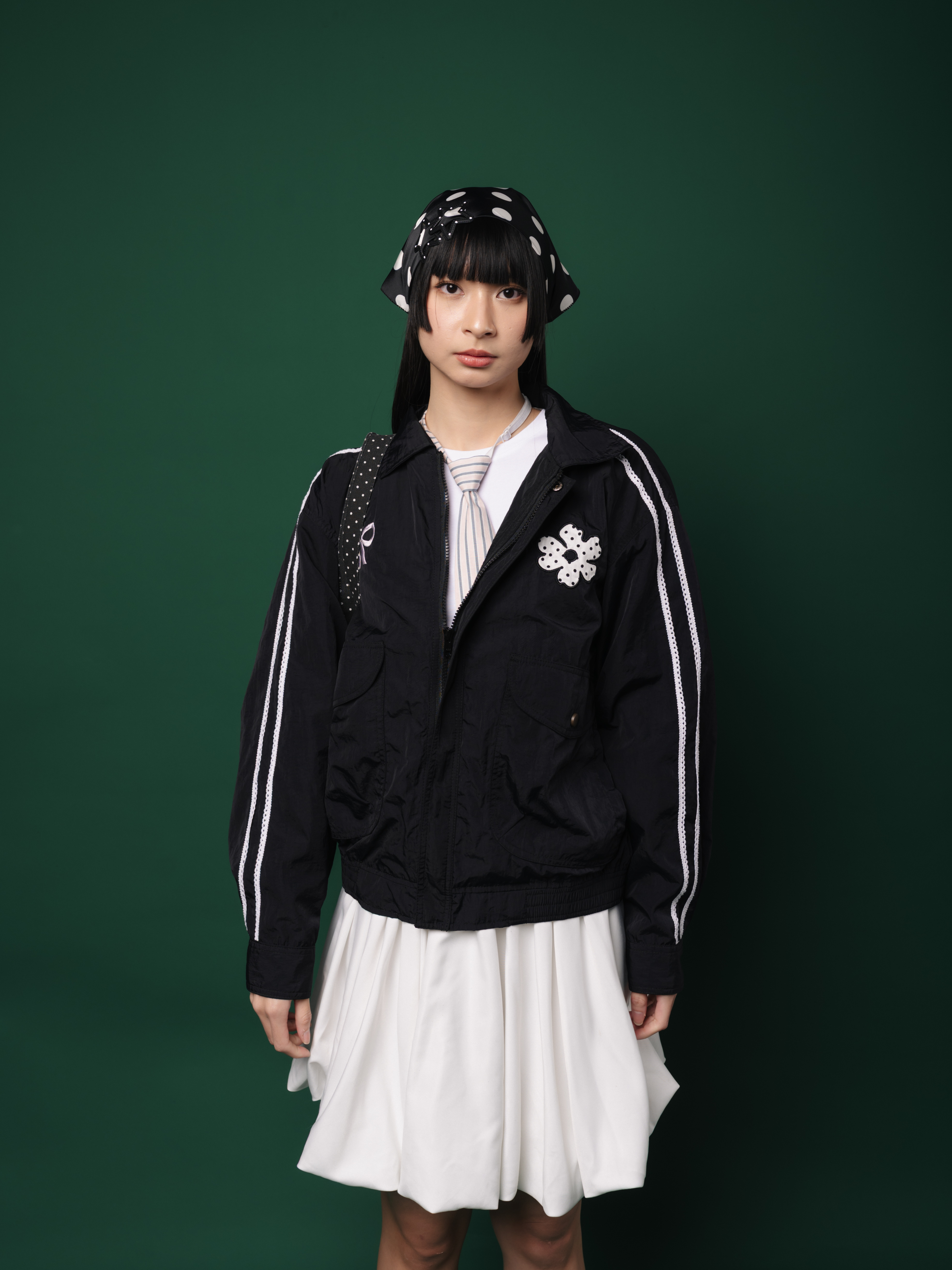 Tome Ame - Kiki Retro Windbreaker Jacket Black - Jaket Windbreaker Wanita