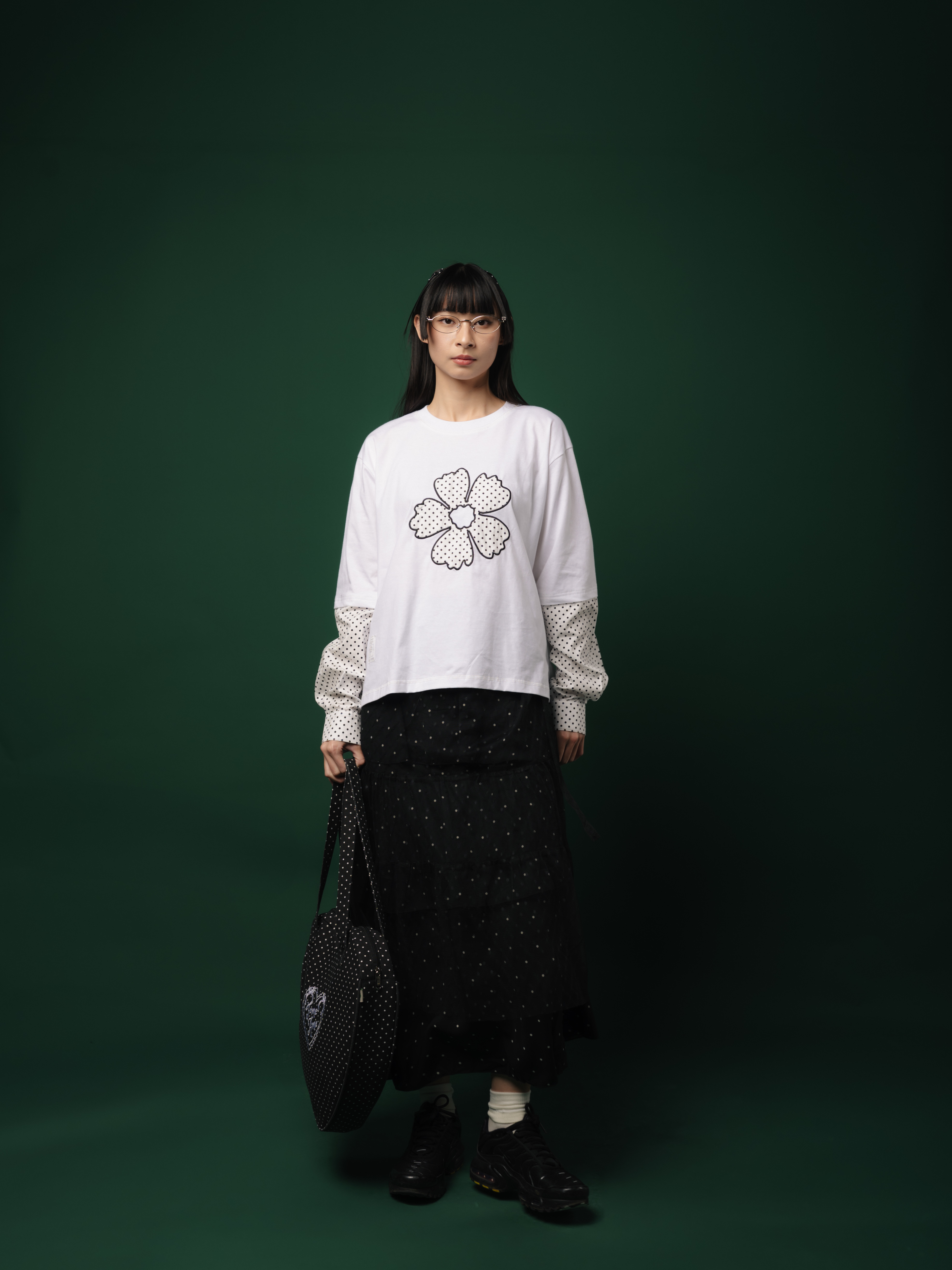 Tome Ame - Yukio Longslevee White - Kaos Lengan Panjang Putih Motif Polkadot