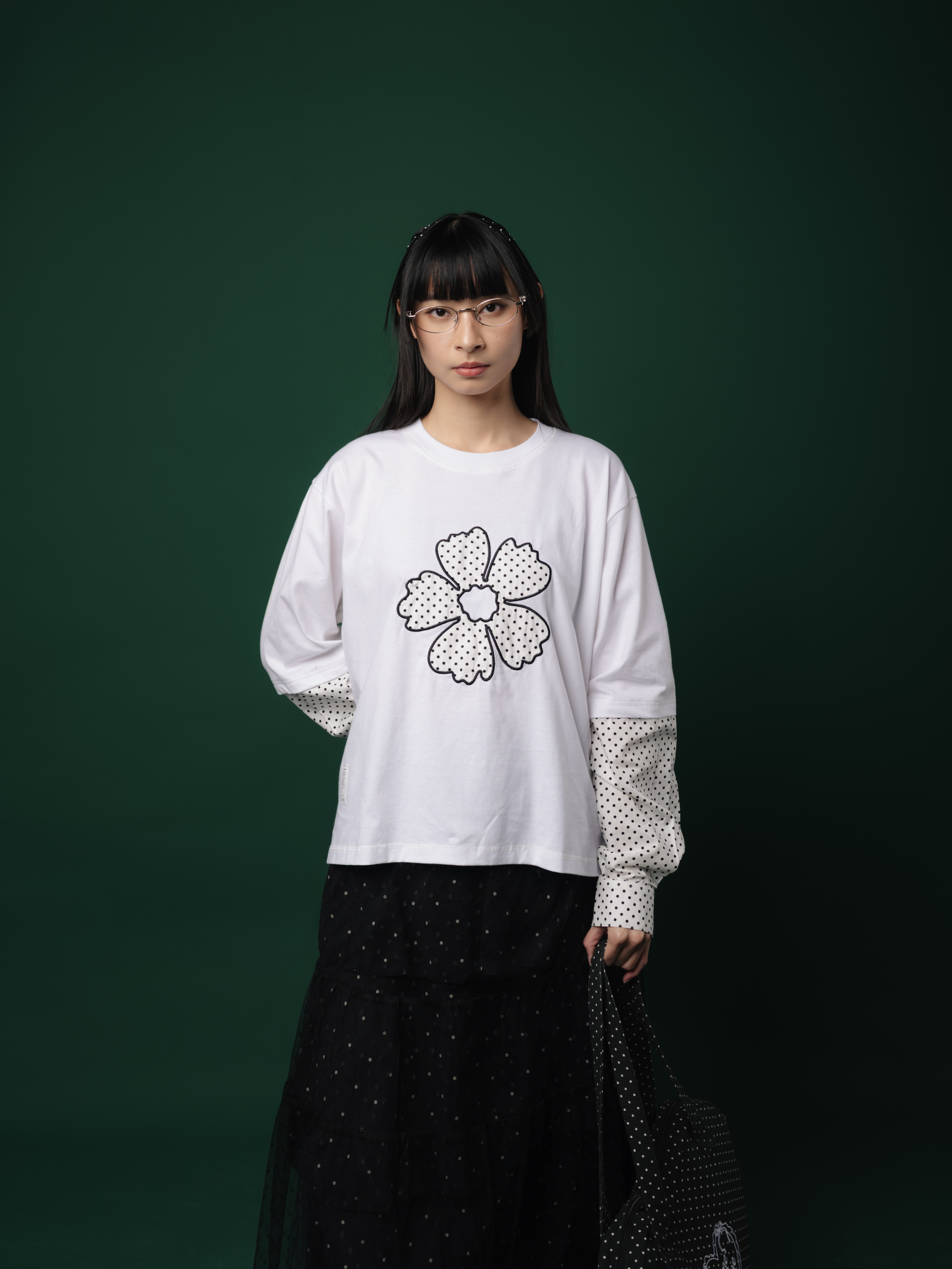 Tome Ame - Yukio Longslevee White - Kaos Lengan Panjang Putih Motif Polkadot