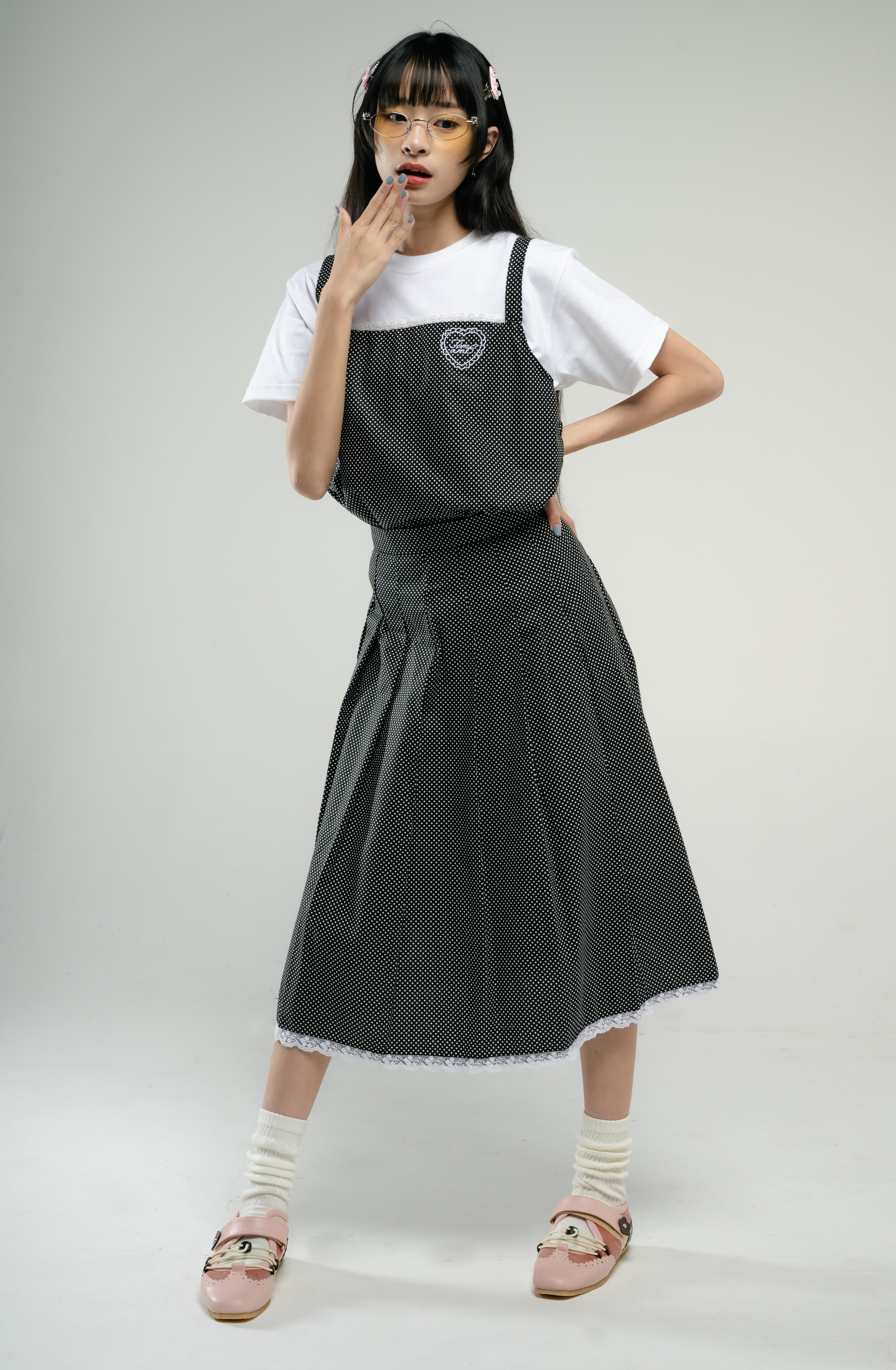 Tome Ame - Emi Double Layer Tee - T Shirt Layered Black White