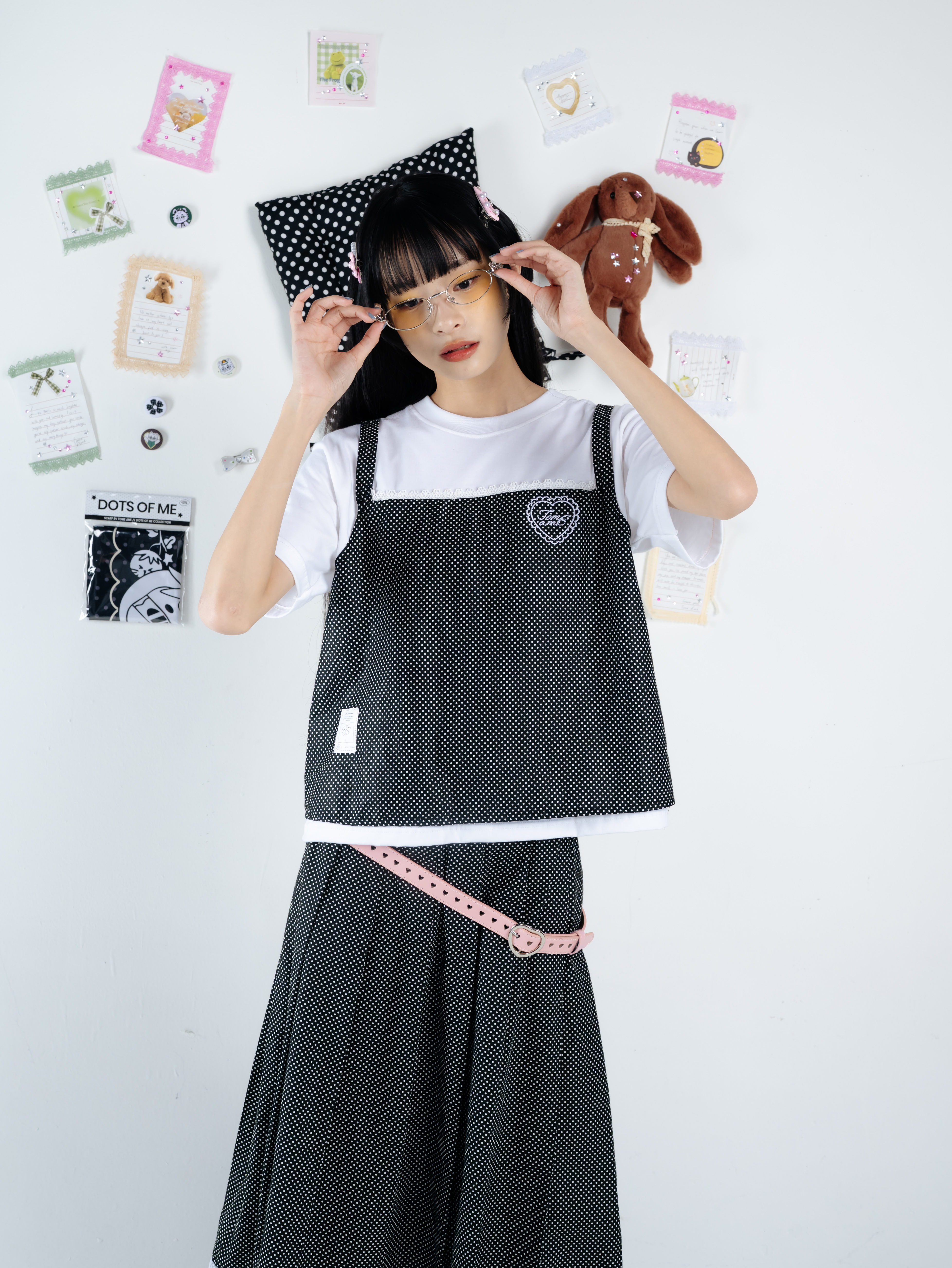 Tome Ame - Emi Double Layer Tee - T Shirt Layered Black White