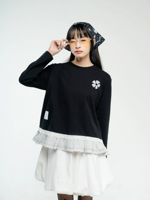 Image of Tome Ame - Yujin Longsleeve Lace Pattern - T Shirt Lengan Panjang Motif Renda