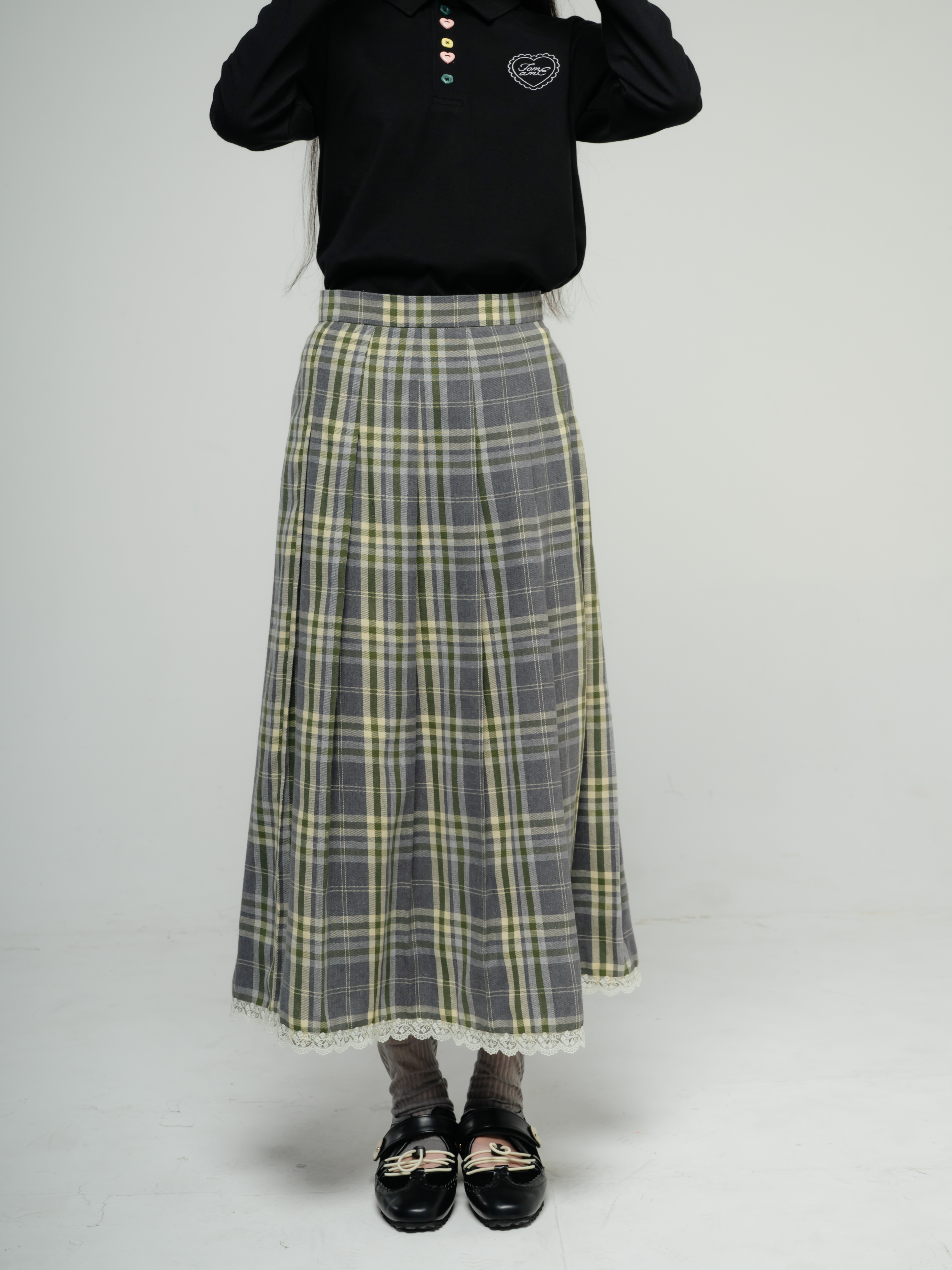Tome Ame - Ouka Skirt Grey - Rok Tartan Motif Flannel