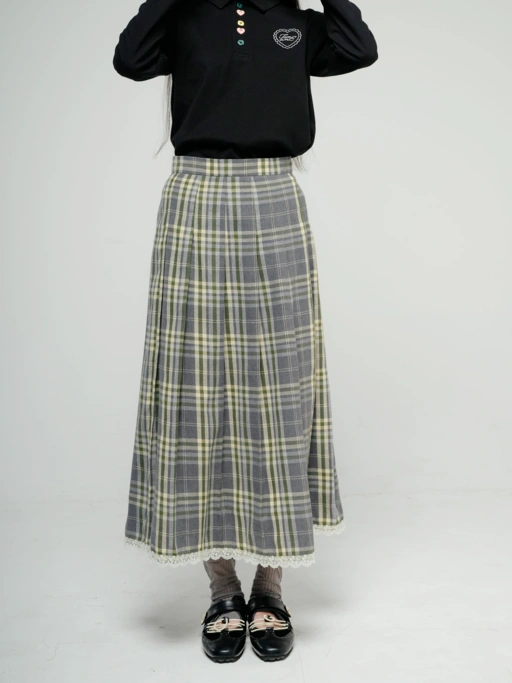 Image of Tome Ame - Ouka Skirt Grey - Rok Tartan Motif Flannel