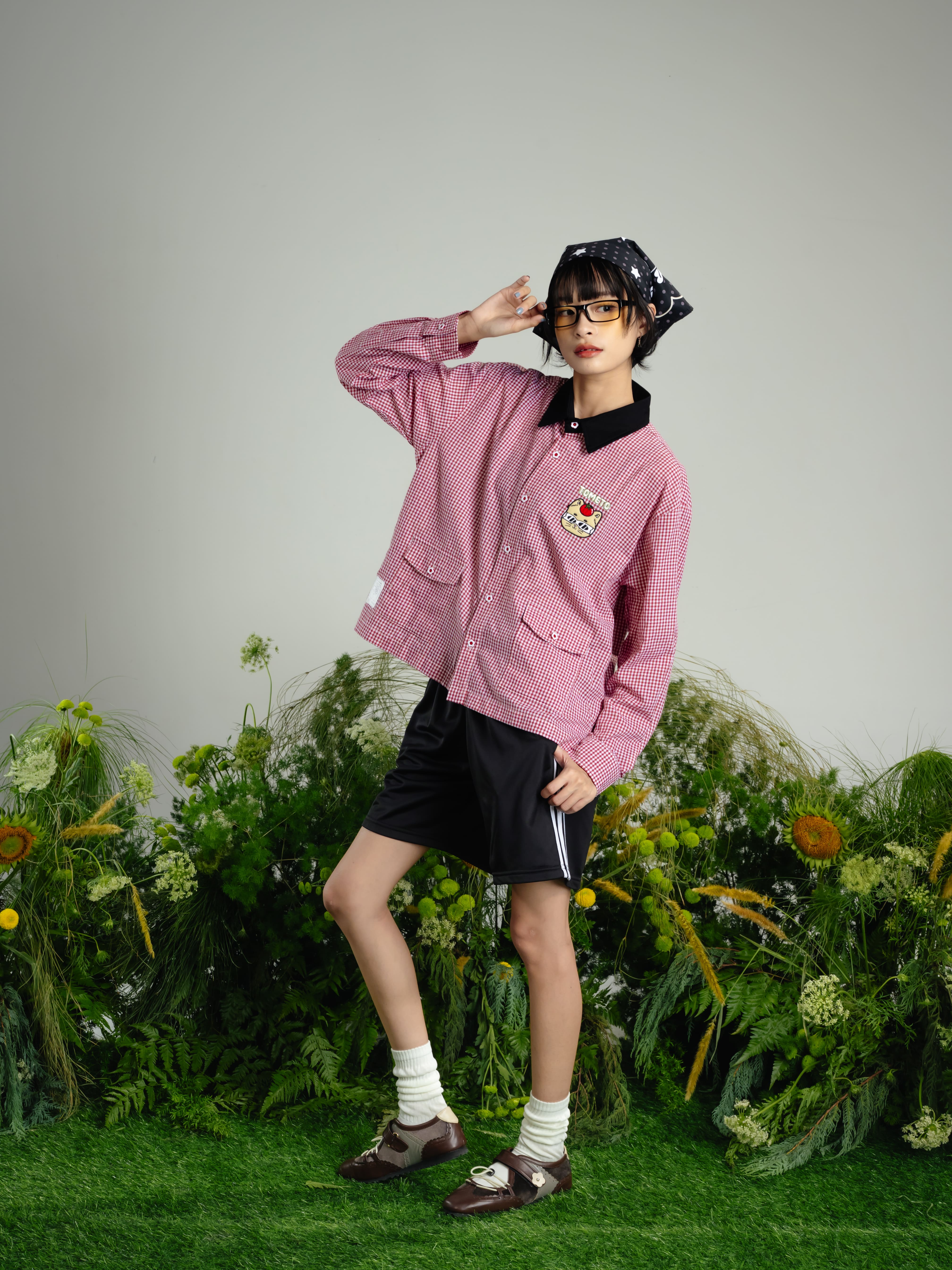 Tome Ame - Chiko Plaid Embroidery Shirt - Kemeja Lengan Panjang Motif Kotak